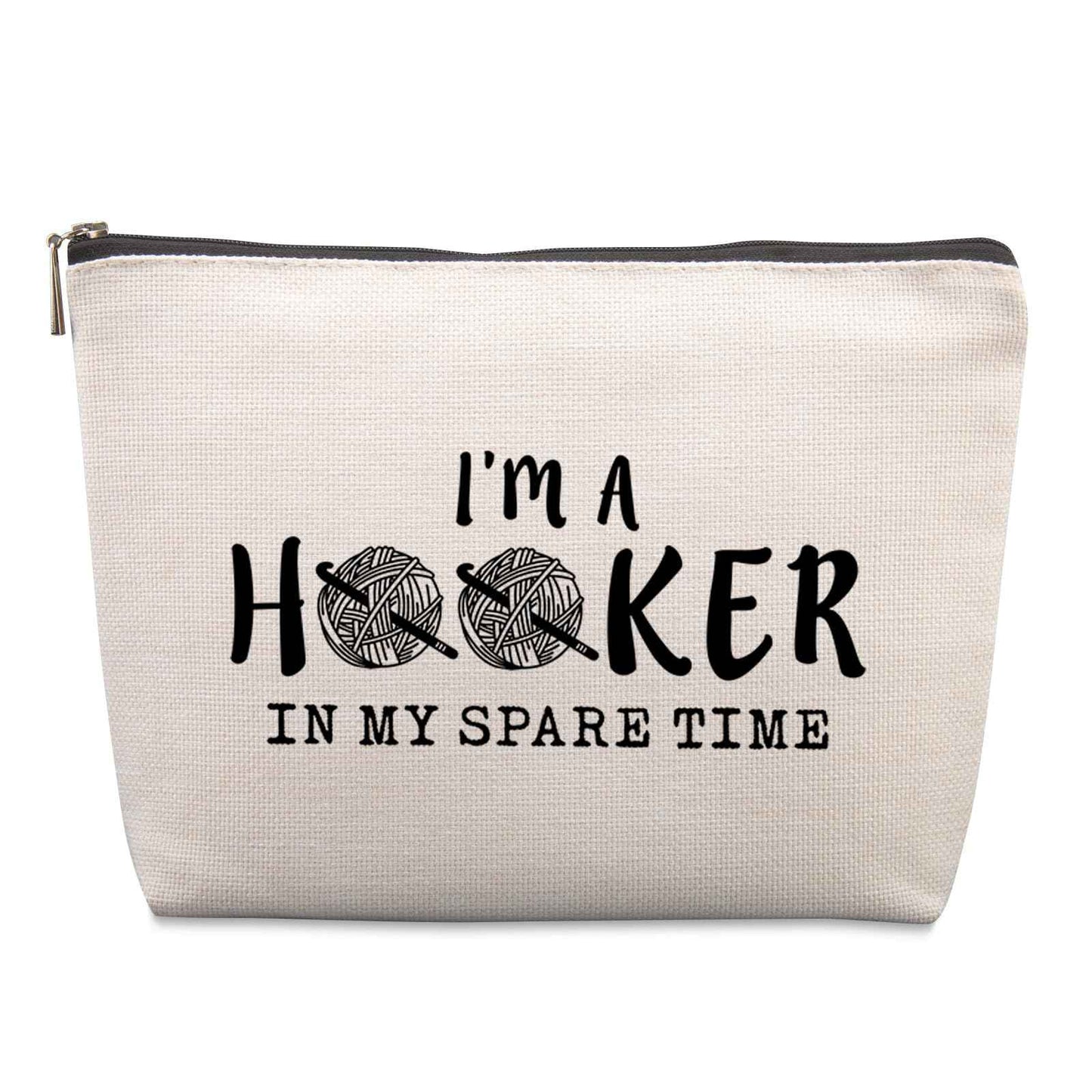 Lcoanriut Funny Crochet Gifts Makeup Bag, Crochet Gifts for Crochet Lovers, Crochet Knitting Gifts Christmas Friendship Fun Gifts Funny Birthday Gifts for Women Friends Sister Mom Travel Cosmetic Bag