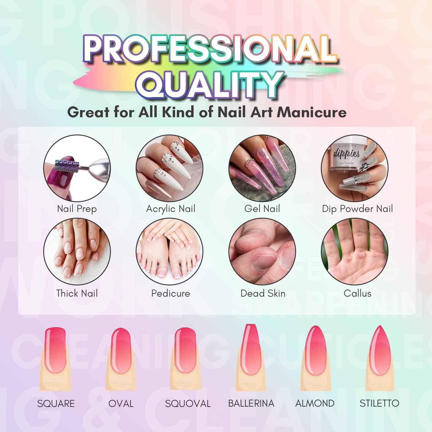 Makartt Nail Drill Bits Set:10Pcs Dimond Tungsten Carbide Nails Bits,3/32 Inch for Acrylic Gel Nails Cuticle Tools,Remove Acrylic Poly Nail Gel Nail Polish B-36,Bit Kit Manicure Pedicure Home Salon