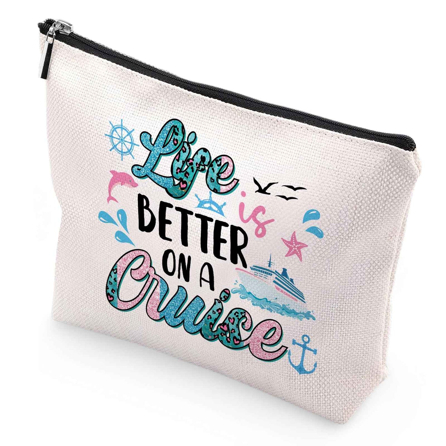 Sitsink Cruise Lovers Gifts for Women - Unique Vacation Cosmetic Bags, Summer Makeup Bags for Women, Anchor Gifts for Girls BFF Birthday