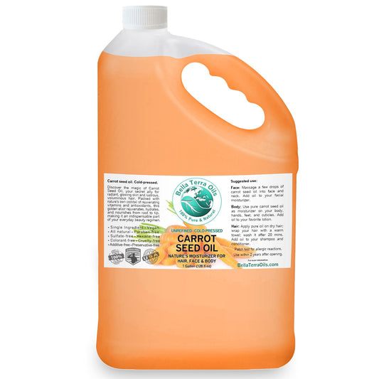 Bella Terra Oils Carrot Seed Oil for Skin & Hair – 1gallon, Rich in Antioxidants, Hydrating, Radiant, Nourishing