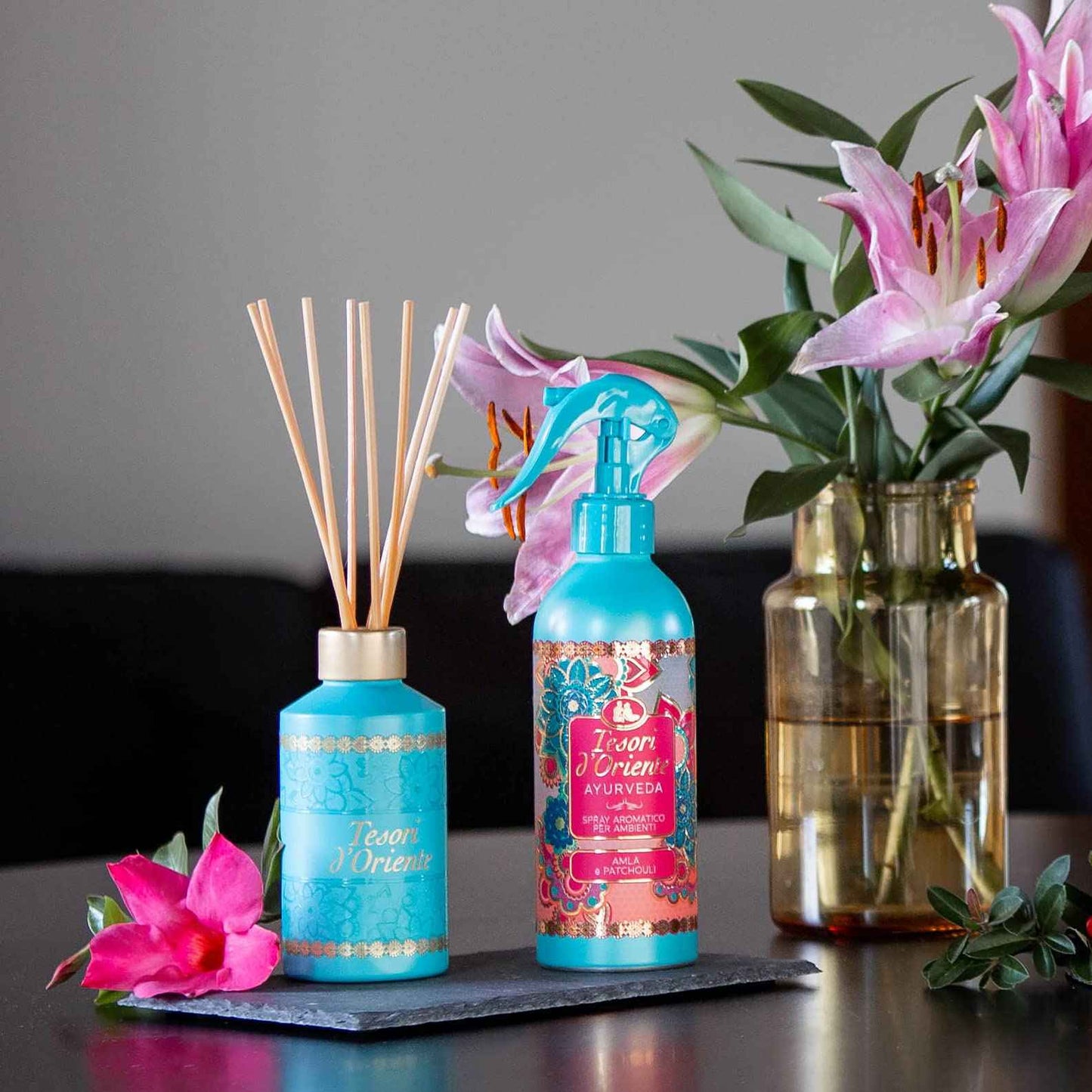 Tesori D’Oriente Reed Diffuser Set Ayurveda Scented with 8 Sticks, 200ml 6.76oz