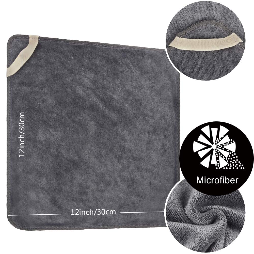 SINLAND Microfiber Facial Cloths Fast Drying Washcloth 12inch x 12inch (Pack of 10, White+Cream+Blue+Navy Blue+Grey)