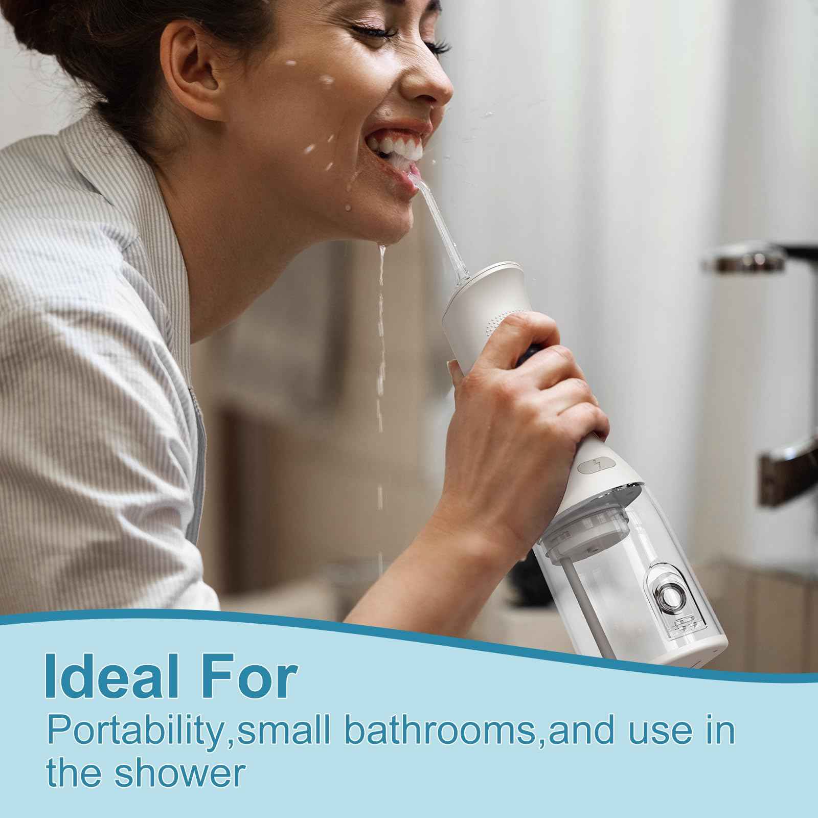 Portable Cordless Water Dental Flosser Teeth Pick 300ML Rechargeable Oral Irrigator with 4 Modes, IPX7 Waterproof,Powerful Flossing for Gum Care, Braces, and Deep Cleaning (Black)