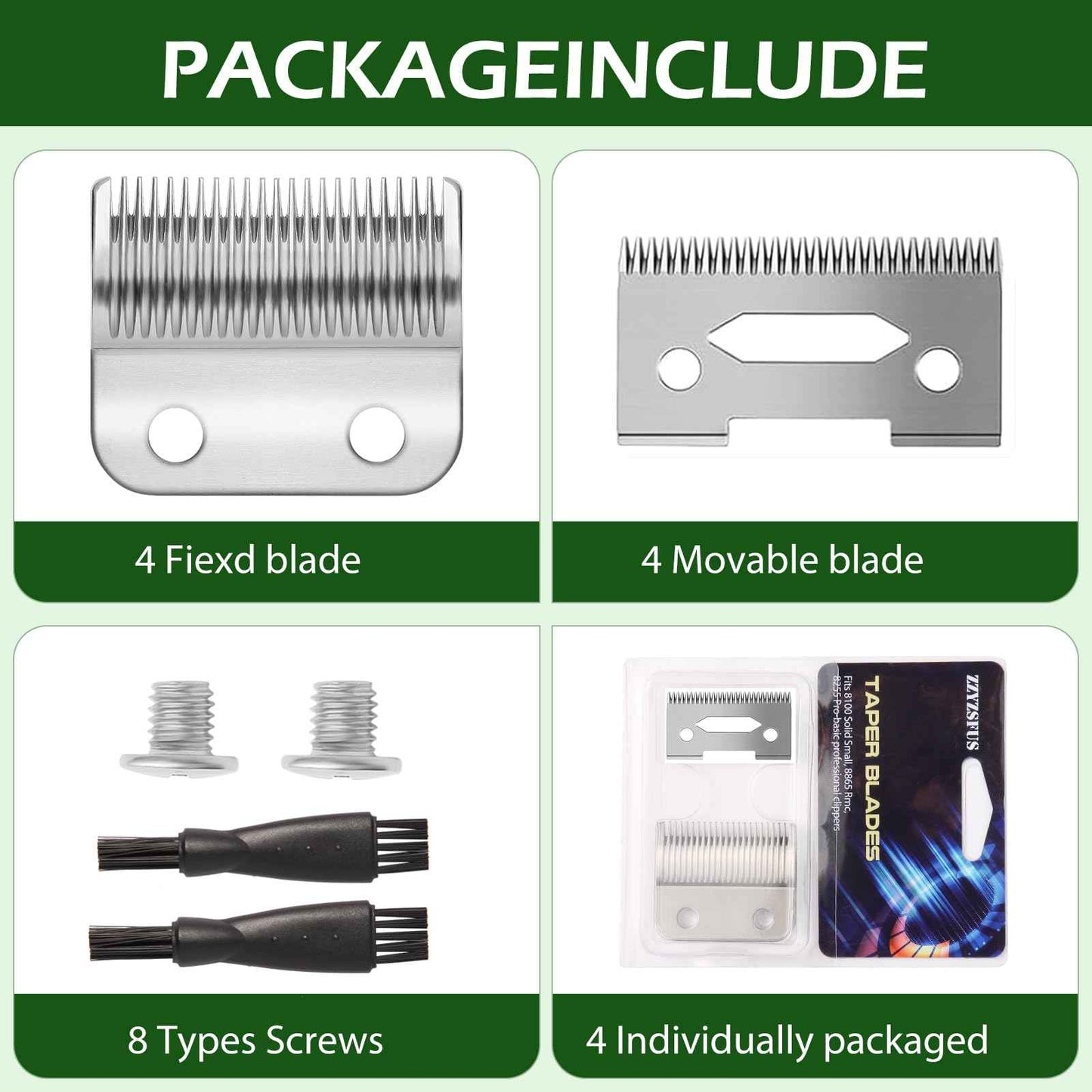 ZZYZSFUS 4 Pack Professional Replacement Clipper Blades,Precision 2 Holes Adjustable Hair Clipper Parts Blade for 5-Star Senior, Magic Clip, Reflections Senior