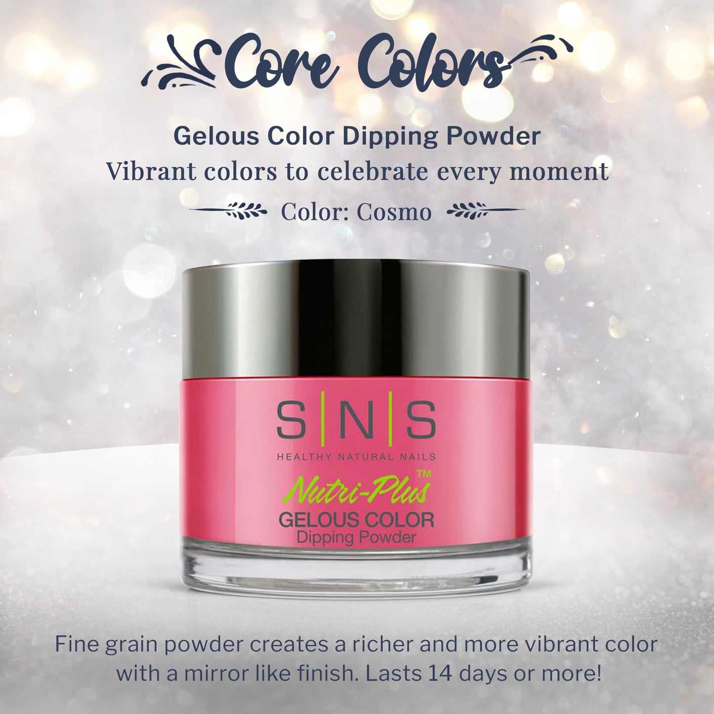 SNS Nail Dip Powder, Gelous Color Dipping Powder - Cosmo (Pink, Red/Fuchsia, Cream) - Long-Lasting Dip Nail Color Lasts 14 Days - Low-Odor & No UV Lamp Required - 1oz