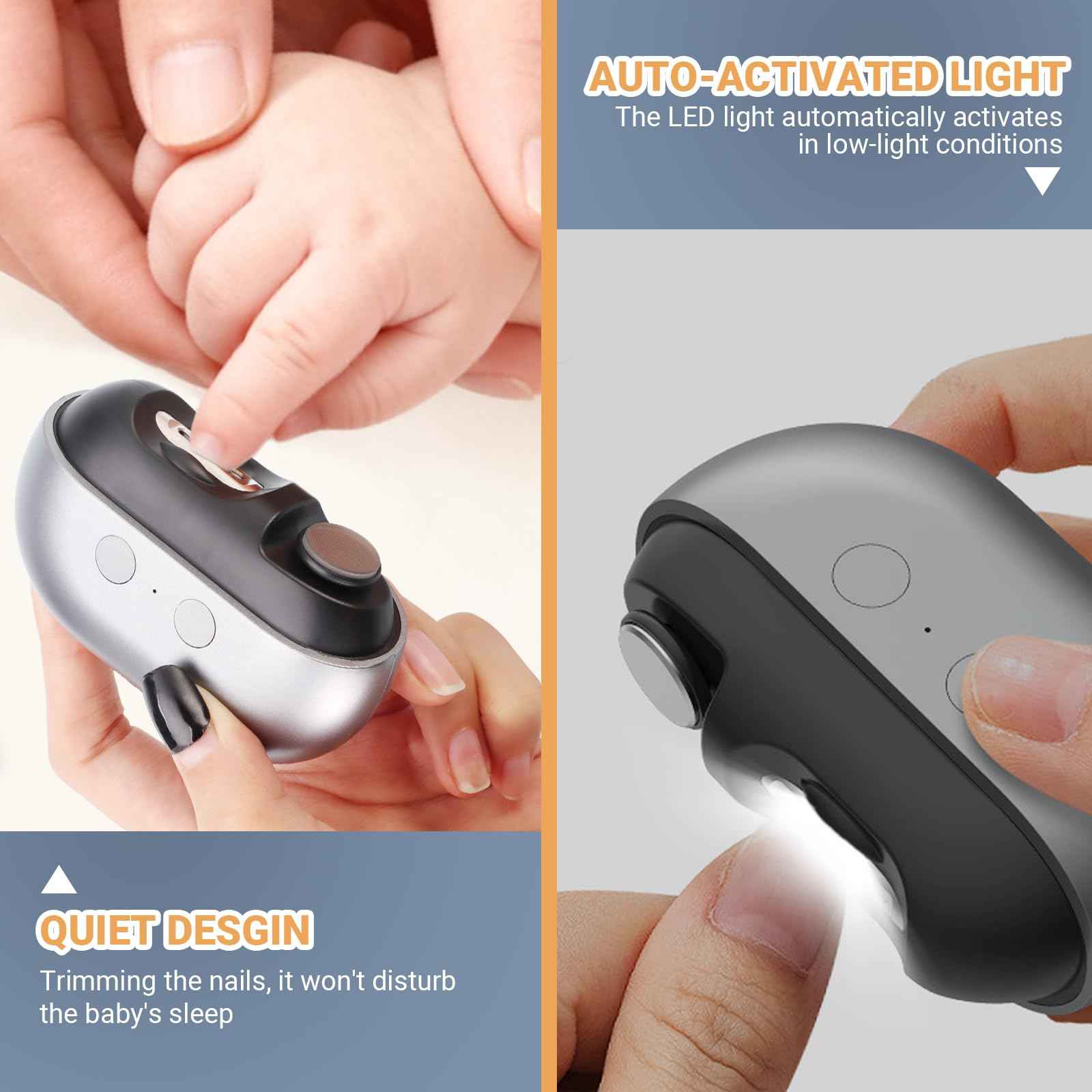 Smart Nail Clipper 3 in 1 Electric Nail Clippers with LED Light Storage and Polishing, for Seniors, Kids