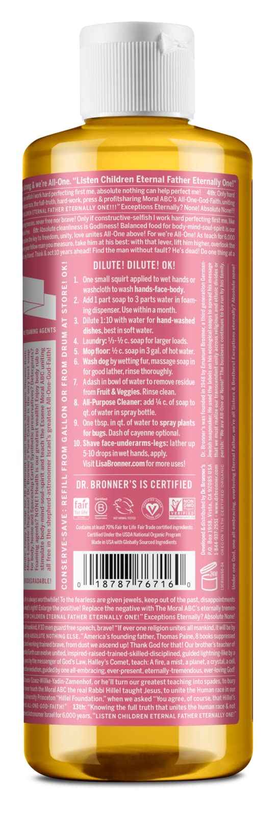 Dr. Bronner's Organic Cherry Blossom Liquid Castile Soap, 16 OZ