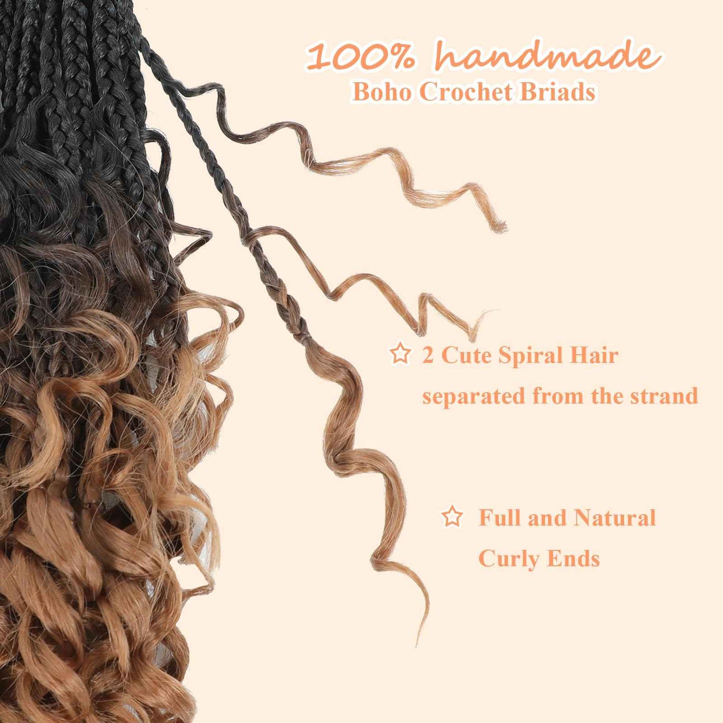 9 Packs Goddess Box Braids Crochet Hair 10 Inch Pre Looped Boho Crochet Braids With Curly Ends Synthetic Boho Box Braid Crochet Hair For Women (10 Inch, 1B/4/30)