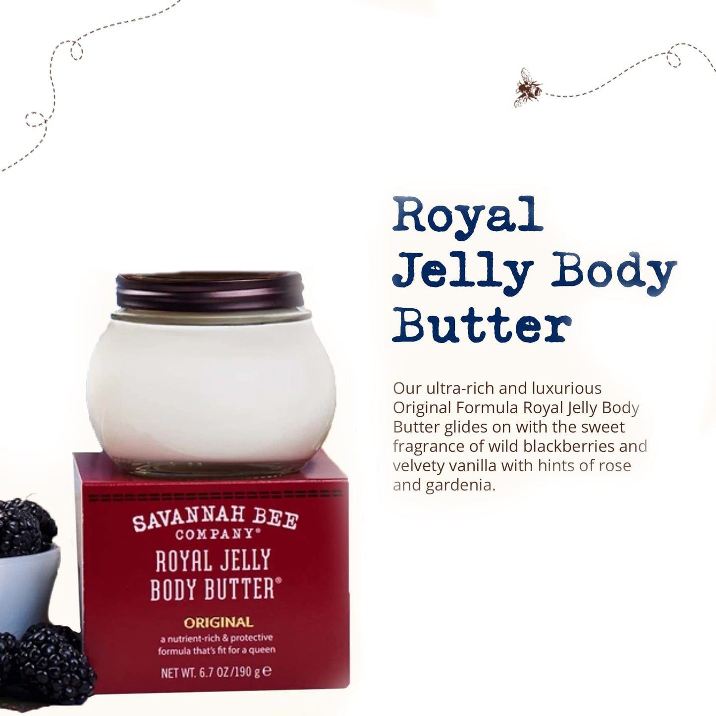 Savannah Bee Company Royal Jelly Body Butter - Deep Hydrating Body Butter for Dry Skin