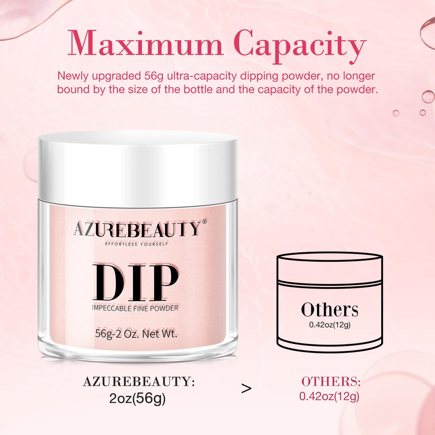 AZUREBEAUTY Translucent Dip Powder - Jelly Baby Pink Color 2Oz/56g, Sheer Rose Pink Neutral Semi-transparent Clear Dipping Powder Crystal French Nail Art Starter Manicure Salon DIY Home Gift