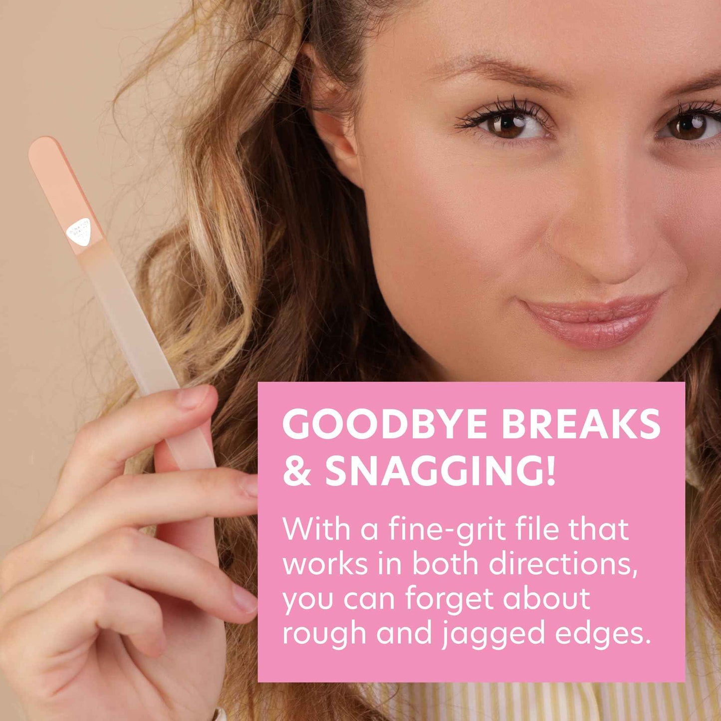 Bona Fide Beauty Value Bundle: 1Pc Pink Czech Glass Cuticle Pusher & 3 Pc Muted Glass Nail Files with Sleeves