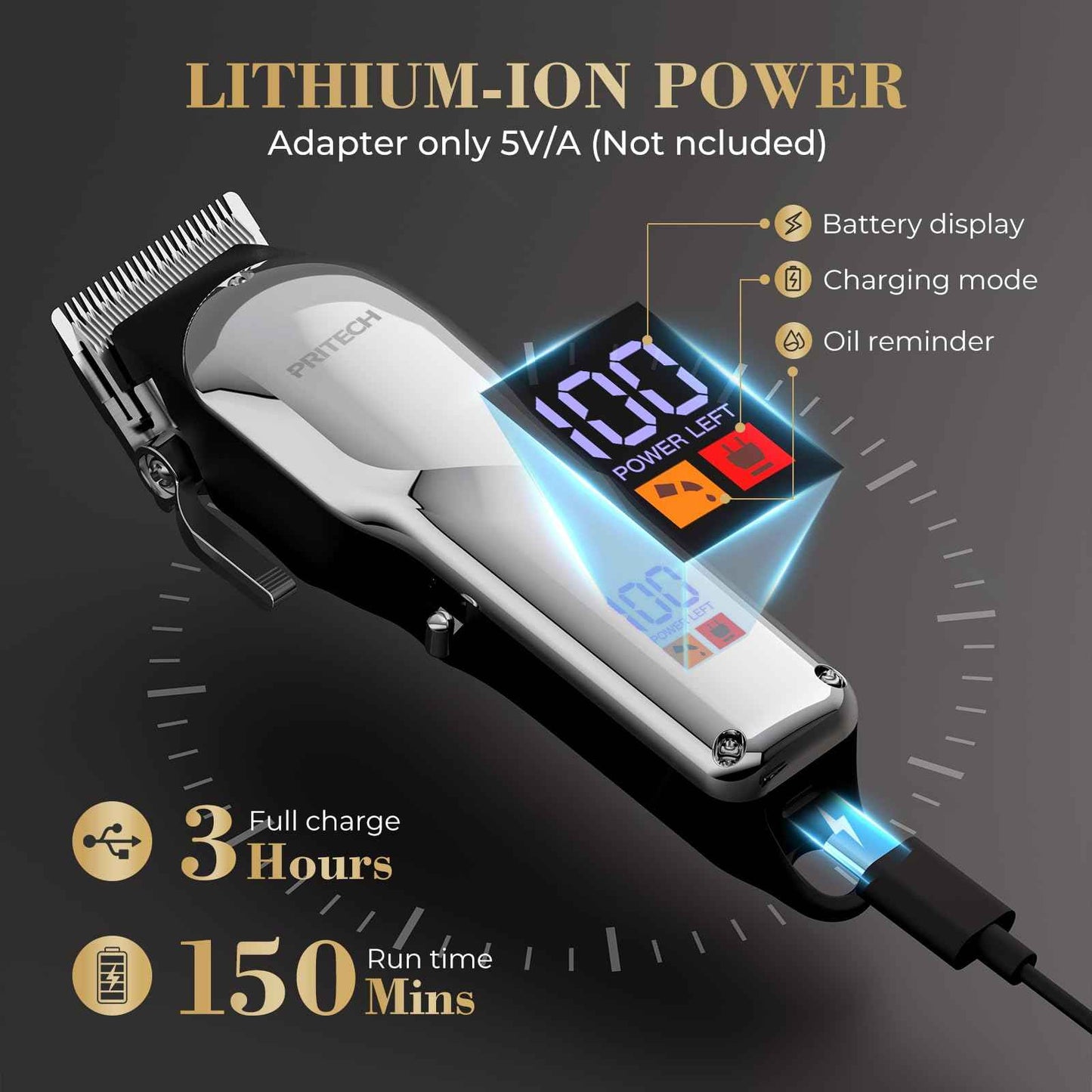 PRITECH Barber Hair Clippers for Men, Professional Barber Clippers and Trimmer Set, Mens Cordless Hair Clippers for Barbers Haircut Kit