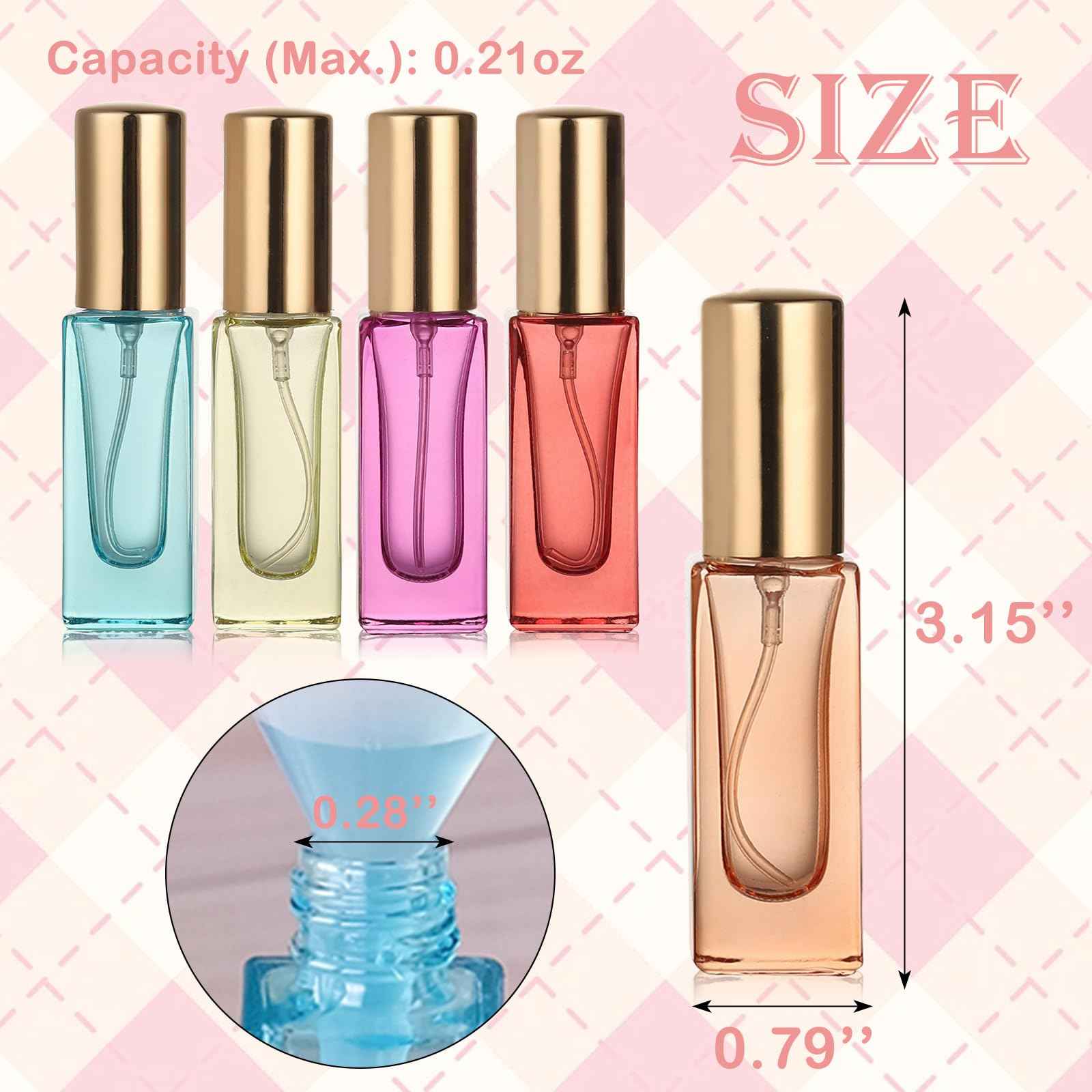 RAMFIYN 5pcs 6ml Refillable Perfume Bottle Travel Atomizer Set - Glass, Multi Color, High Precision Nozzle