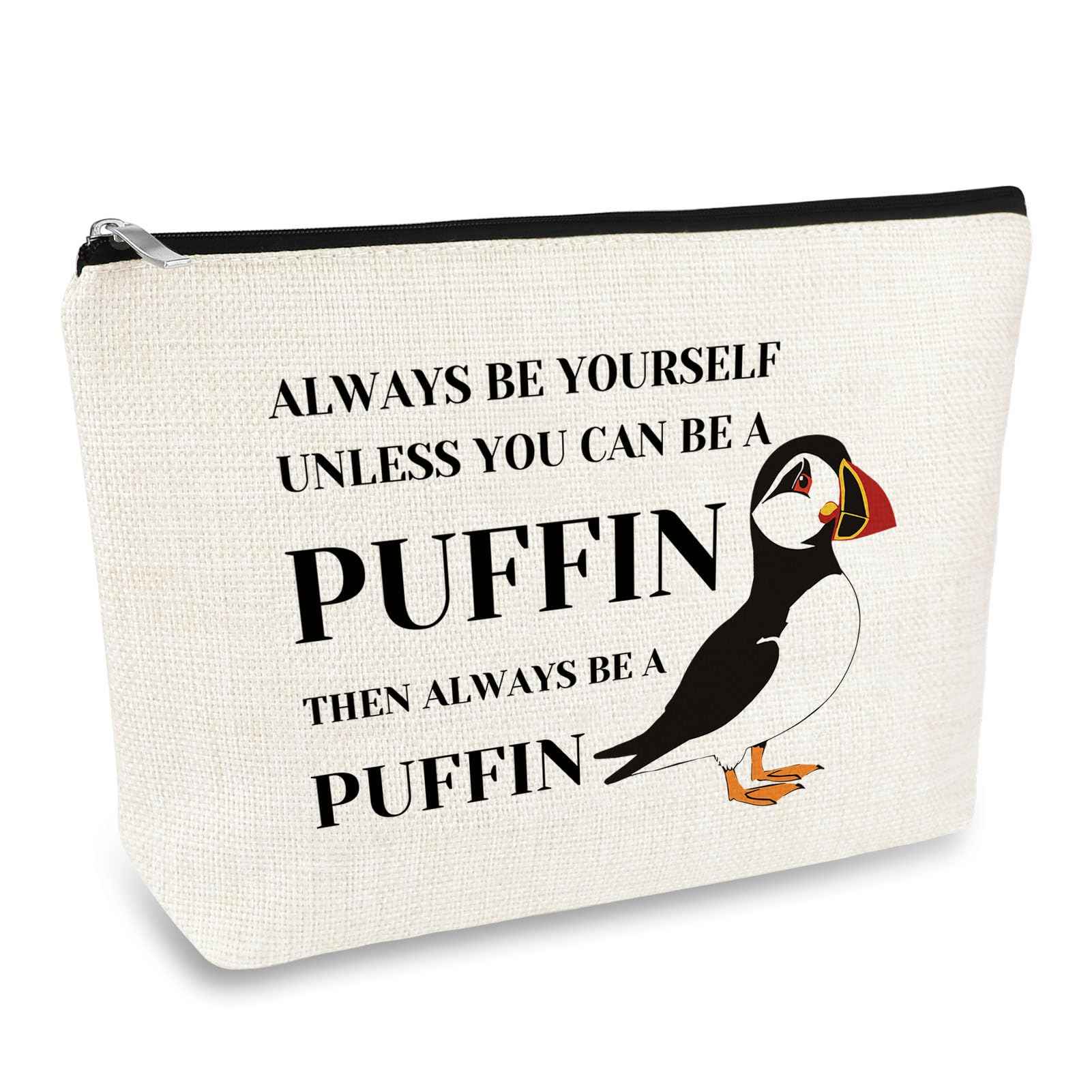 Puffin Gifts Puffin Bird Lover Gift Cosmetic Bag Animal Lover Gift for Women Makeup Bag Birdwatcher Gifts Seabird Gift Idea Christmas Birthday Graduation Gift for Daughter Friends Sister Travel Pouch