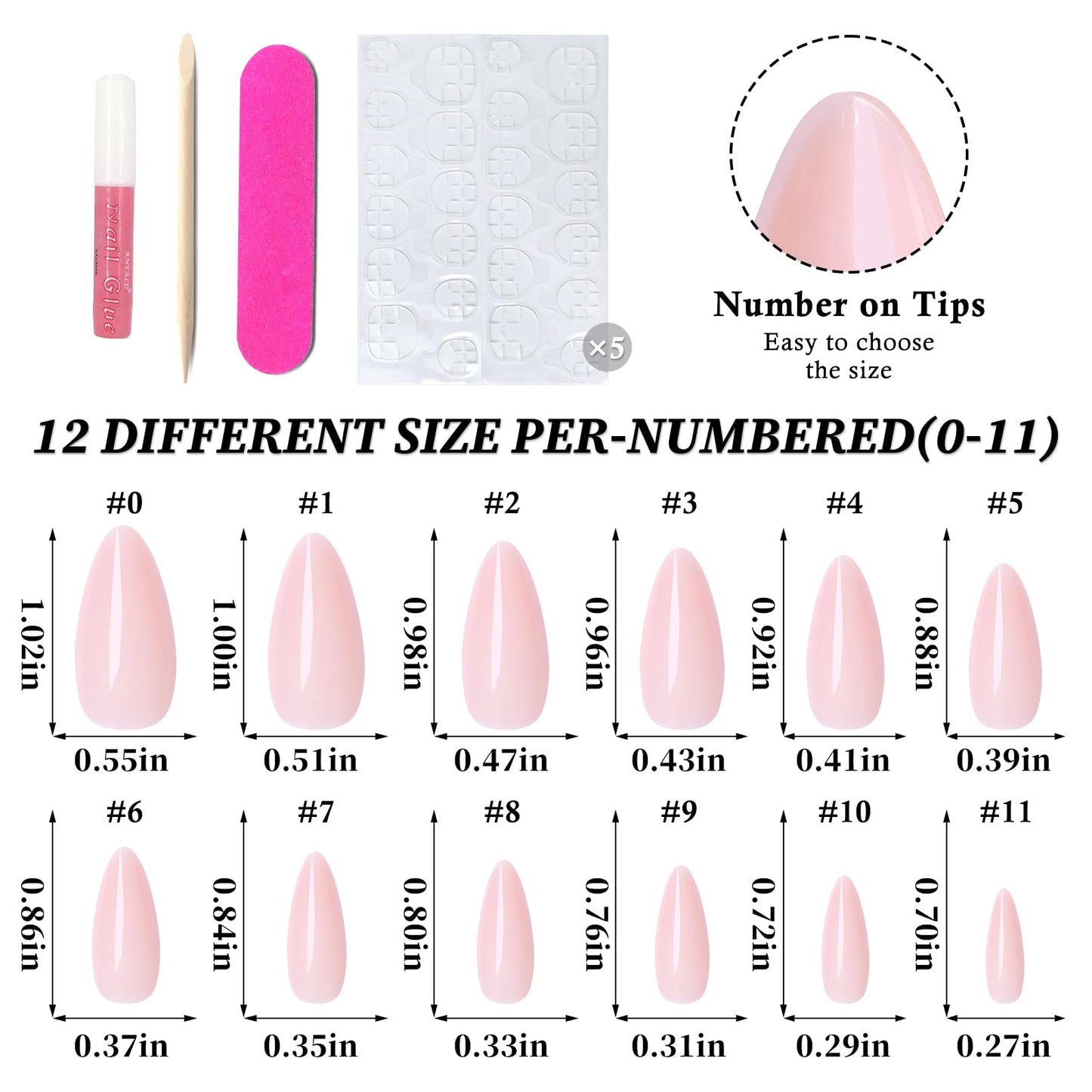 Lifextol 240PC Pink Almond Press on Nails Medium Fake Nails Press ons, False Acrylic Nails Press on Nails Almond Glue on Nails Artificial Nail Tips Fingernails Stick on Nails with Glue&Adhesive Tabs