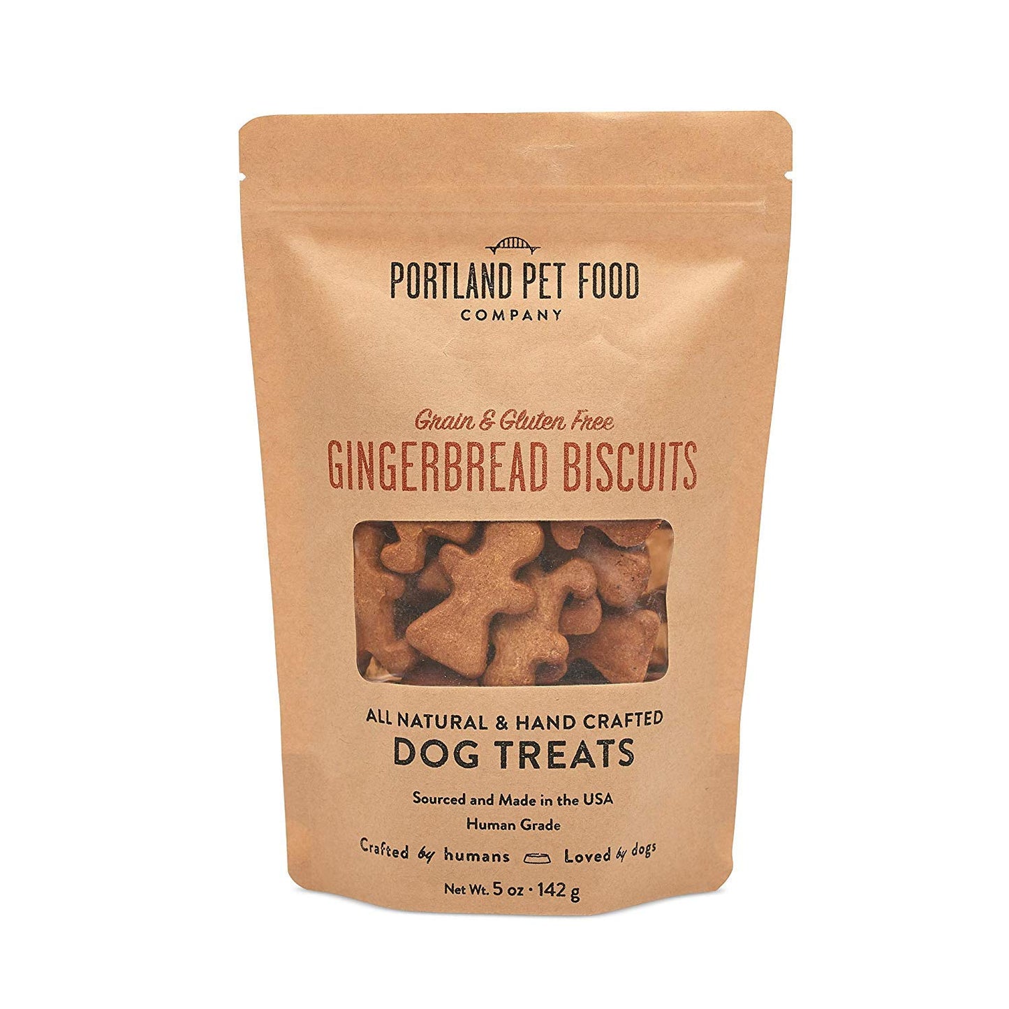 Portland Pet Food Company Gingerbread Healthy Dog Treats - Grain-Free, Human-Grade, Gingerbread Dog Treats - All Natural Dog Training Treats & Biscuits Made in the USA Only 1-Pack (5 oz)