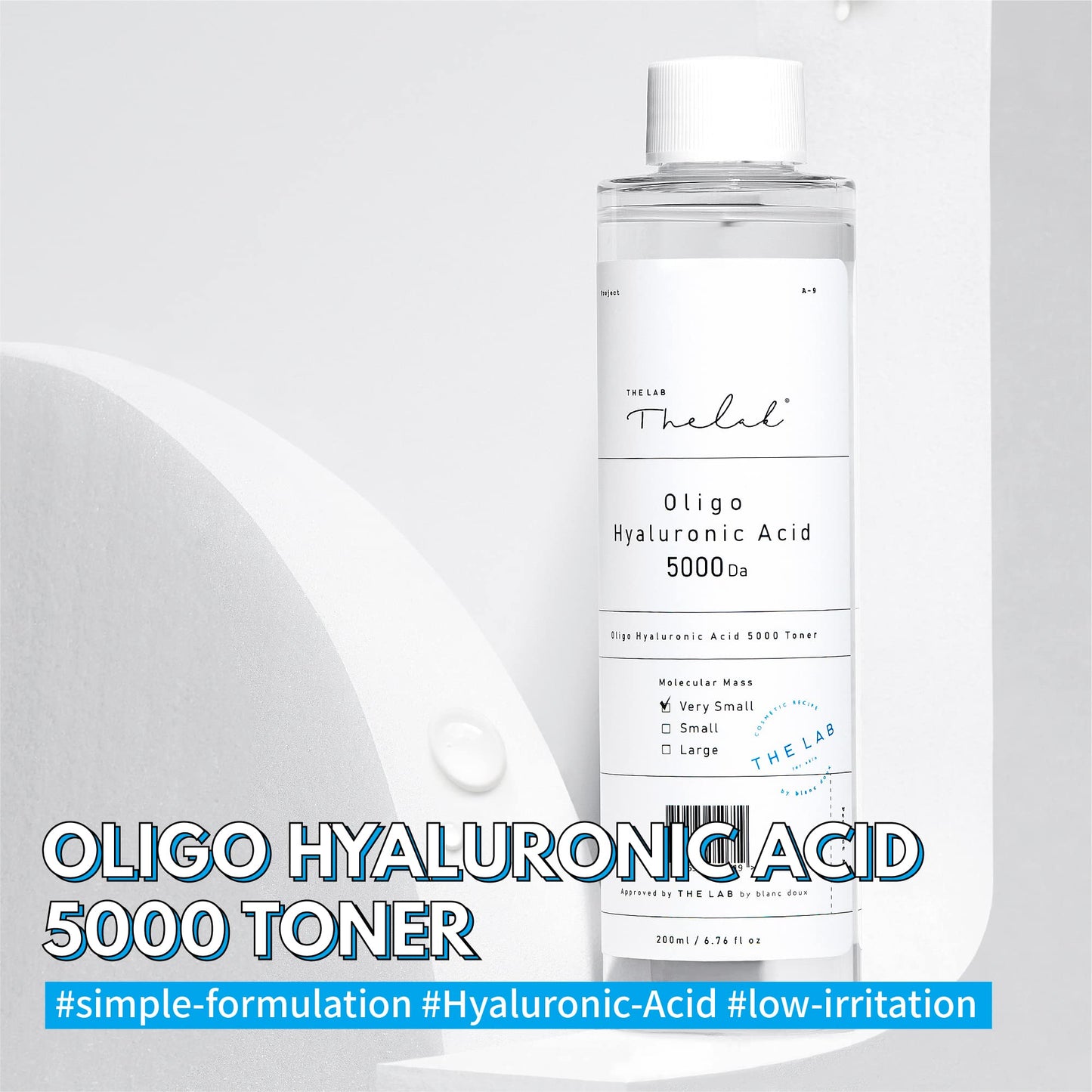 Blanc Doux Oligo Hyaluronic Acid 5000 Toner | 16.9 fl.oz. Vegan & Hypoallergenic | Deep Hydration & Anti-Aging Care | Suitable for Dry, Oily, Sensitive, Acne-Prone Skin | Includes Cotton Pads