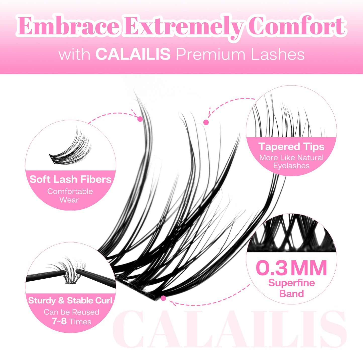 CALAILIS Lash Clusters DIY Cluster Eyelash Extensions 144pcs Natural Cluster Lashes Mega Volume Individual Lashes Reusable Wispy Eyelash Clusters (CDD06,D-10-16MIX)