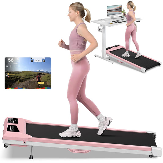 Walking Pad Treadmill, Upgraded Up to 10% Incline Walking Pad, Voice Controlled Under Desk Treadmill 300+LB Capacity Work with KINOMAP, Only 39LBS Portable Treadmill for Home,Office,Apartment