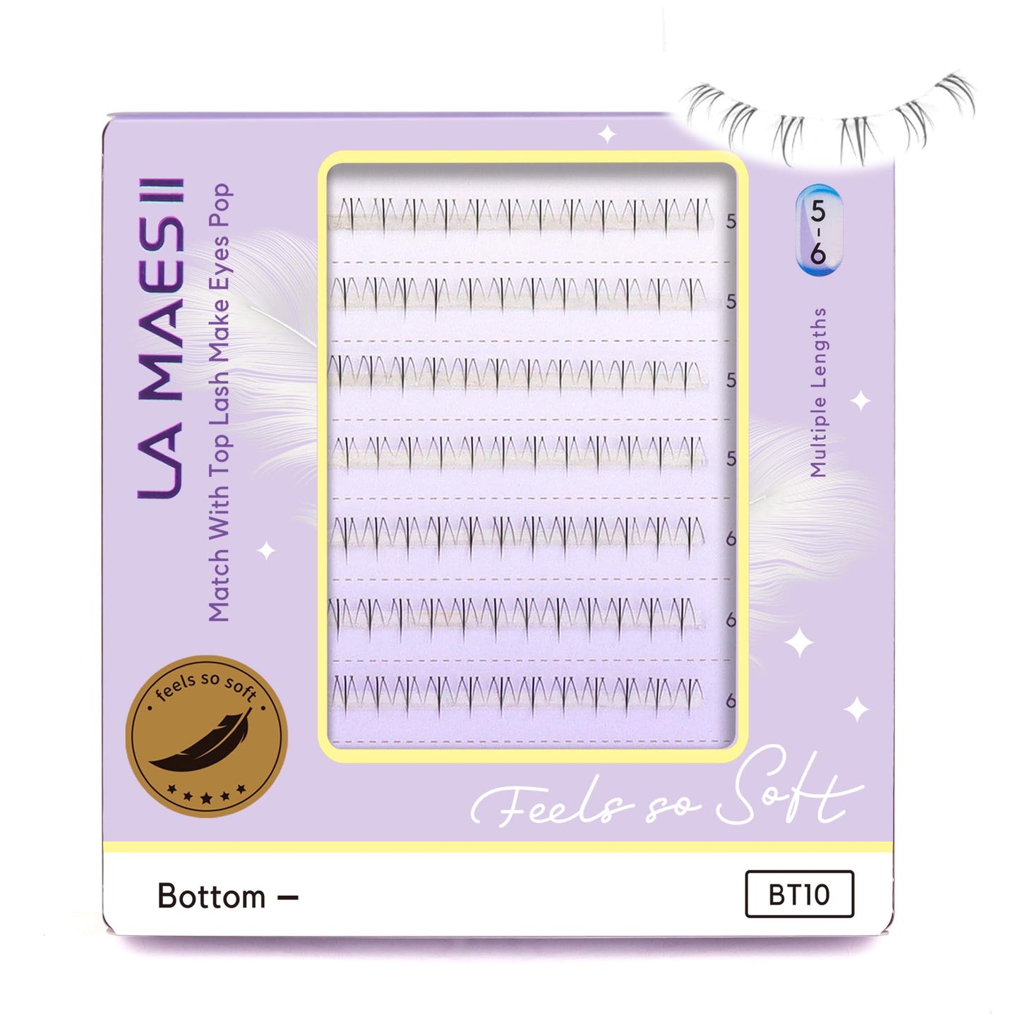 LA MAESII Bottom Lash Clusters, DIY Eyelash Extensions Lower Lashes, Clear Band Bottom Lash Extensions for Bottom Lashes Individual 96pcs Natural Look Soft - 5mm/6mm (Bottom10)