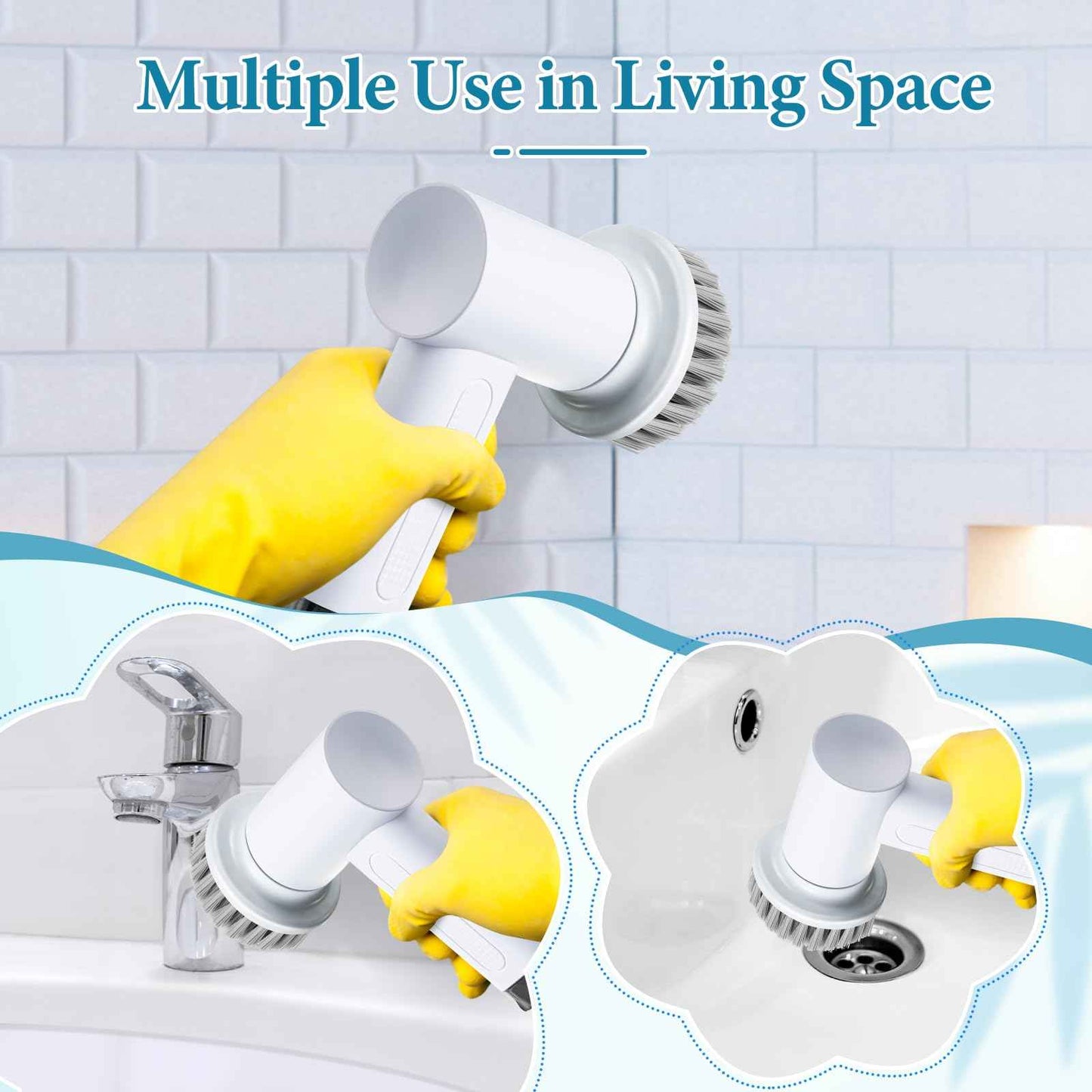 Dreyoo 2 Pcs Cone Brush Heads Compatible with Spin Scrubber, Tapered Pointed Corner Brush for Cleaning Tiles Sink Floor Shower Corner and Edge and Hard to Reach Places