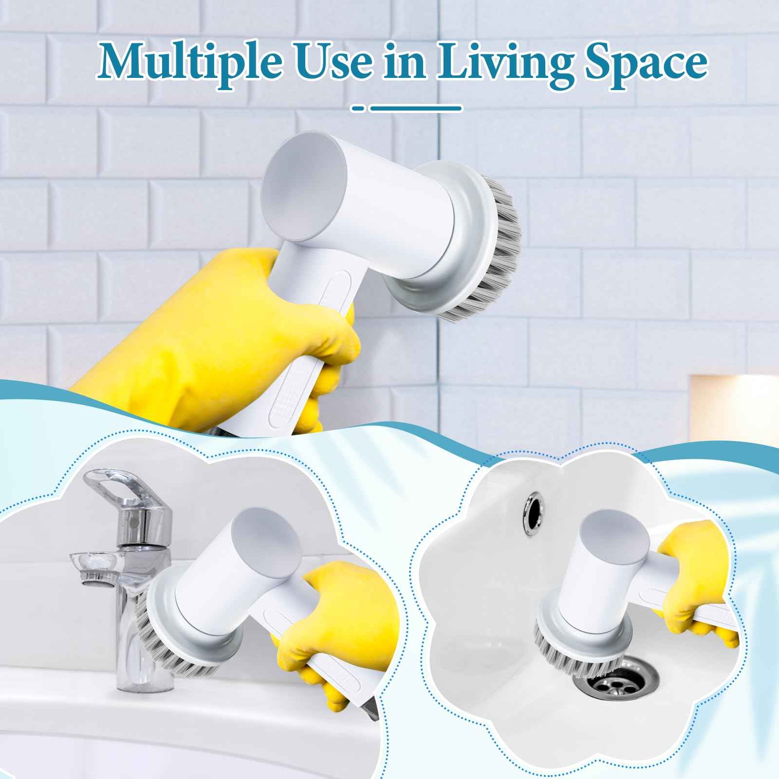 Dreyoo 2 Pcs Cone Brush Heads Compatible with Spin Scrubber, Tapered Pointed Corner Brush for Cleaning Tiles Sink Floor Shower Corner and Edge and Hard to Reach Places