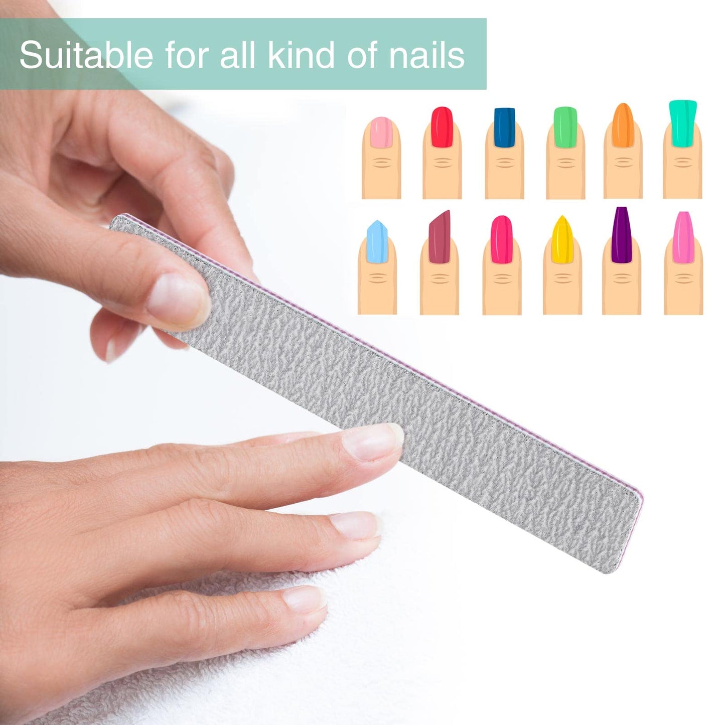 50 Pcs Nail Files for Acrylic Nails 80/120 Grit Double Sides Emery Boards Professional Nail Buffering Files