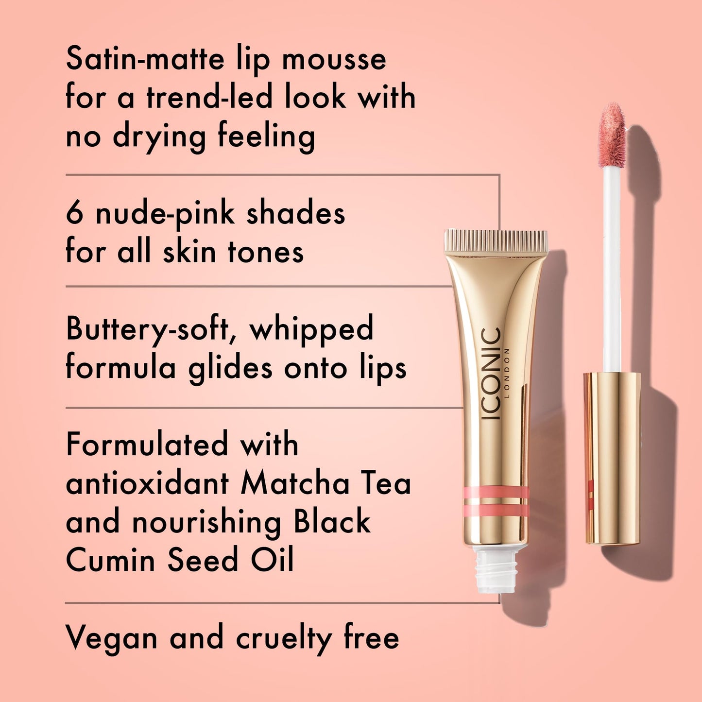 ICONIC LONDON Cloud Kiss Matte Lip Mousse | Matte Liquid Lip Colour, Cruelty-Free, Vegan Makeup, Undressed