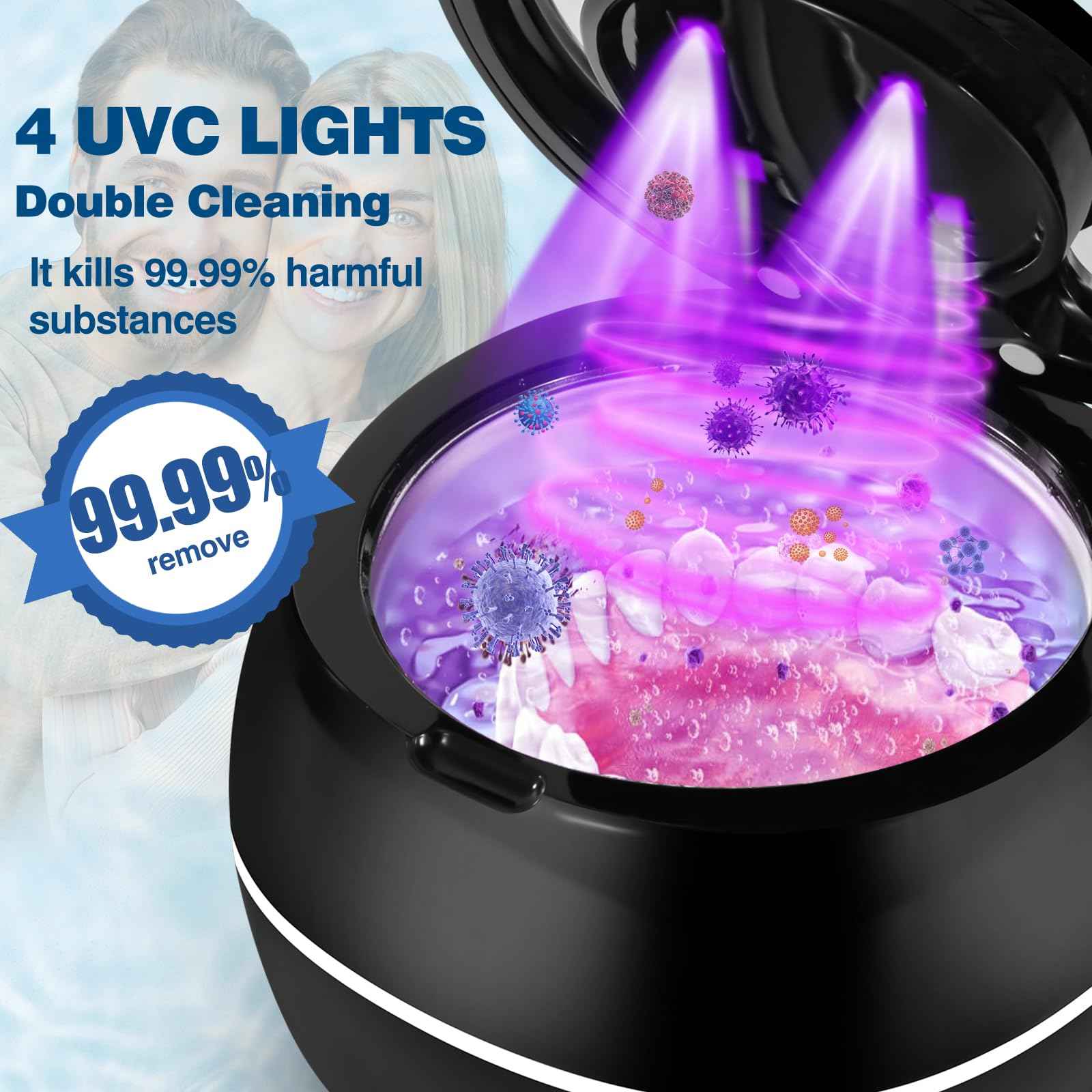 Dental Ultrasonic Retainer Cleaner Machine: 42KHz 28W 180ml,Dental Cleaning Pod for Dentures, Aligners & Mouthguards