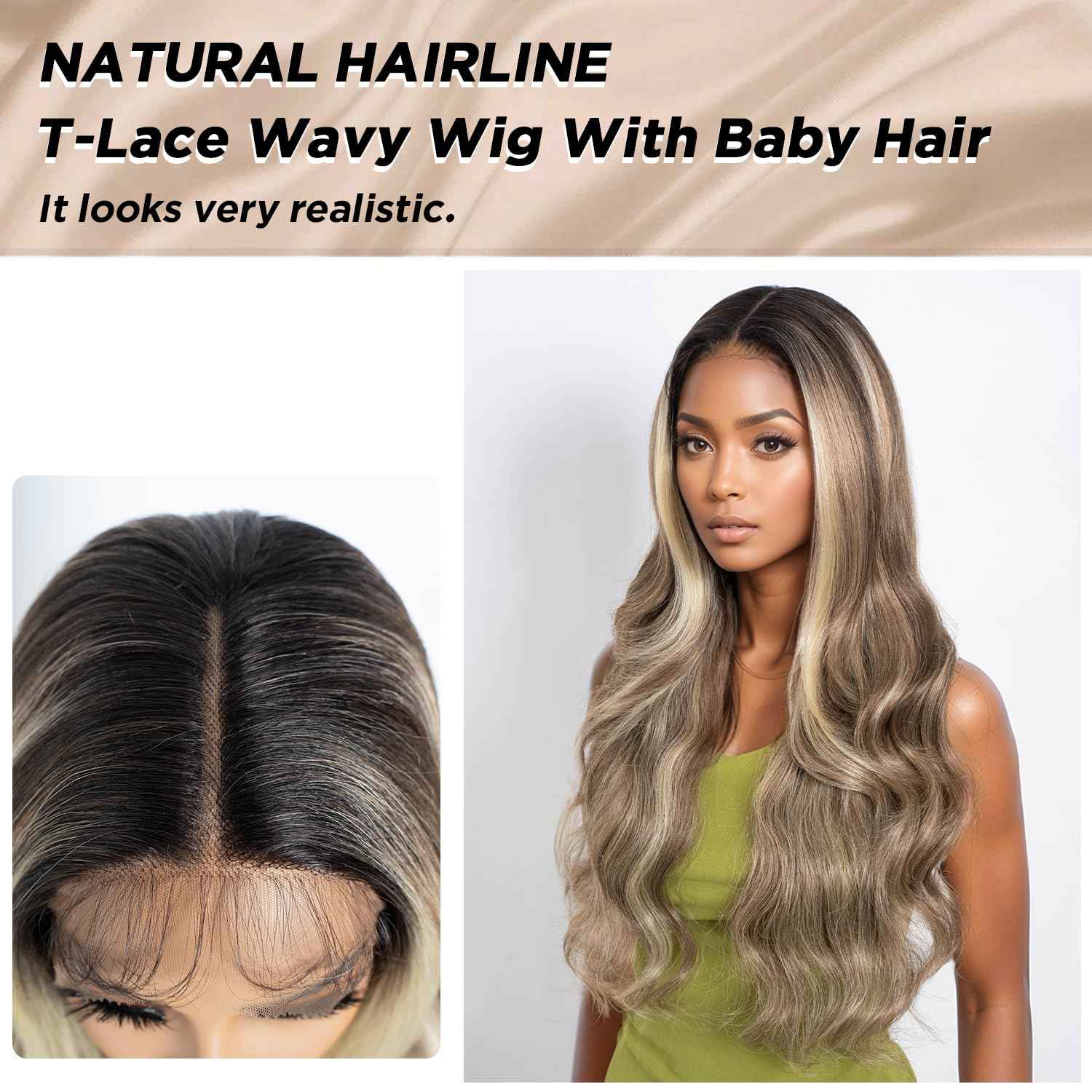 NOBLE Long Layered Wavy Wig with Baby Hair Synthetic Pre-Plucked T-Part Lace Wigs for Women 30 Inch Body Wave Glueless Wigs