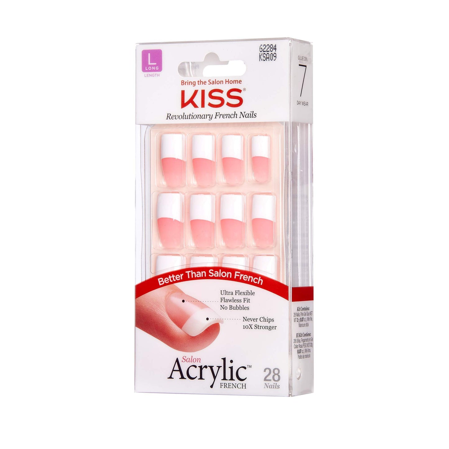 Kiss Salon Acrylic French 28 Nails (KSA09)