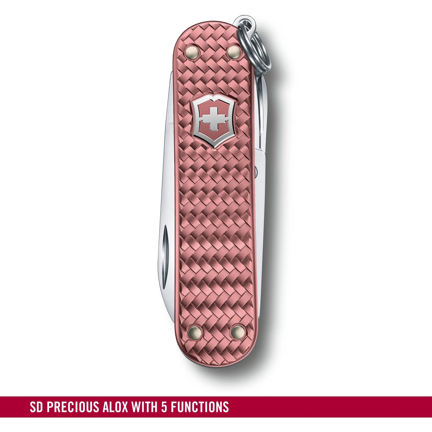 Victorinox Classic SD Precious Alox Swiss Army Knife, Compact 5 Function Swiss Made Pocket Knife with Small Blade, Screwdriver and Key Ring - Gentle Rose