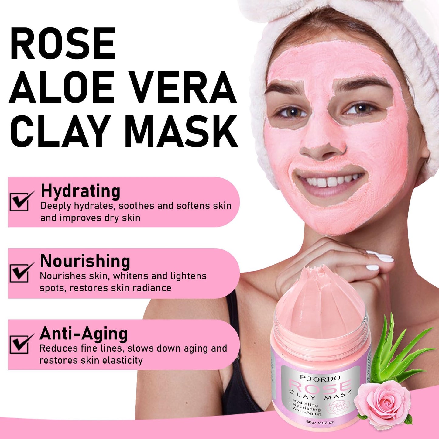 Pjordo 4 Pcs Clay Mask Set, Turmeric Vitamin C Clay Mask, Dead Sea Mud Mask, Avocado Clay Mask, Rose Clay Mask, Face Mask Skin Care Set, Perfect Gifts For Women Girls, 2.82 Oz Each