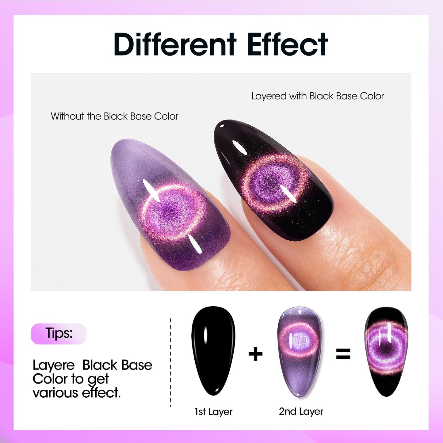 Gellen Cat Eye Gel Polish, 18ml Magnetic Gel Polish Holographic Glitter Purple Pink Nail Polish Gel Soak Off UV LED Shimmer Nail Gel Nail Art Manicure Gifts for Women Girls