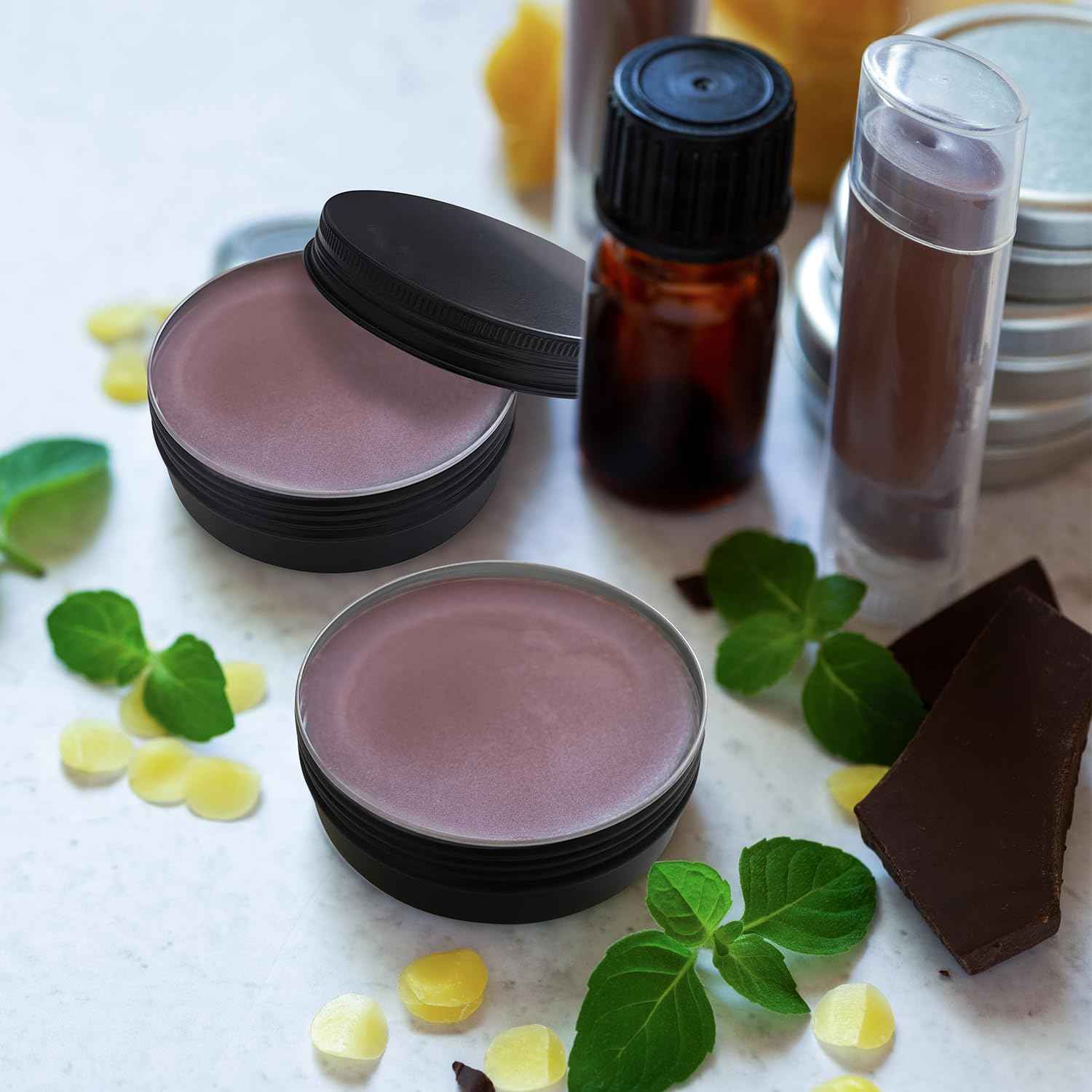 40 Pcs 4 Ounce Aluminum Tin Jars Containers Leak Proof Cosmetic Tin Jars Containers Round Screw Lids for Cosmetic, Salves, Balms, Lip Balm or Others, 120mL Black