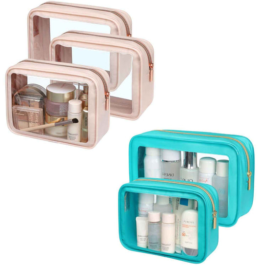 PACKISM Color-Edged Clear Makeup Bags in 2 Size, Bundle Sale