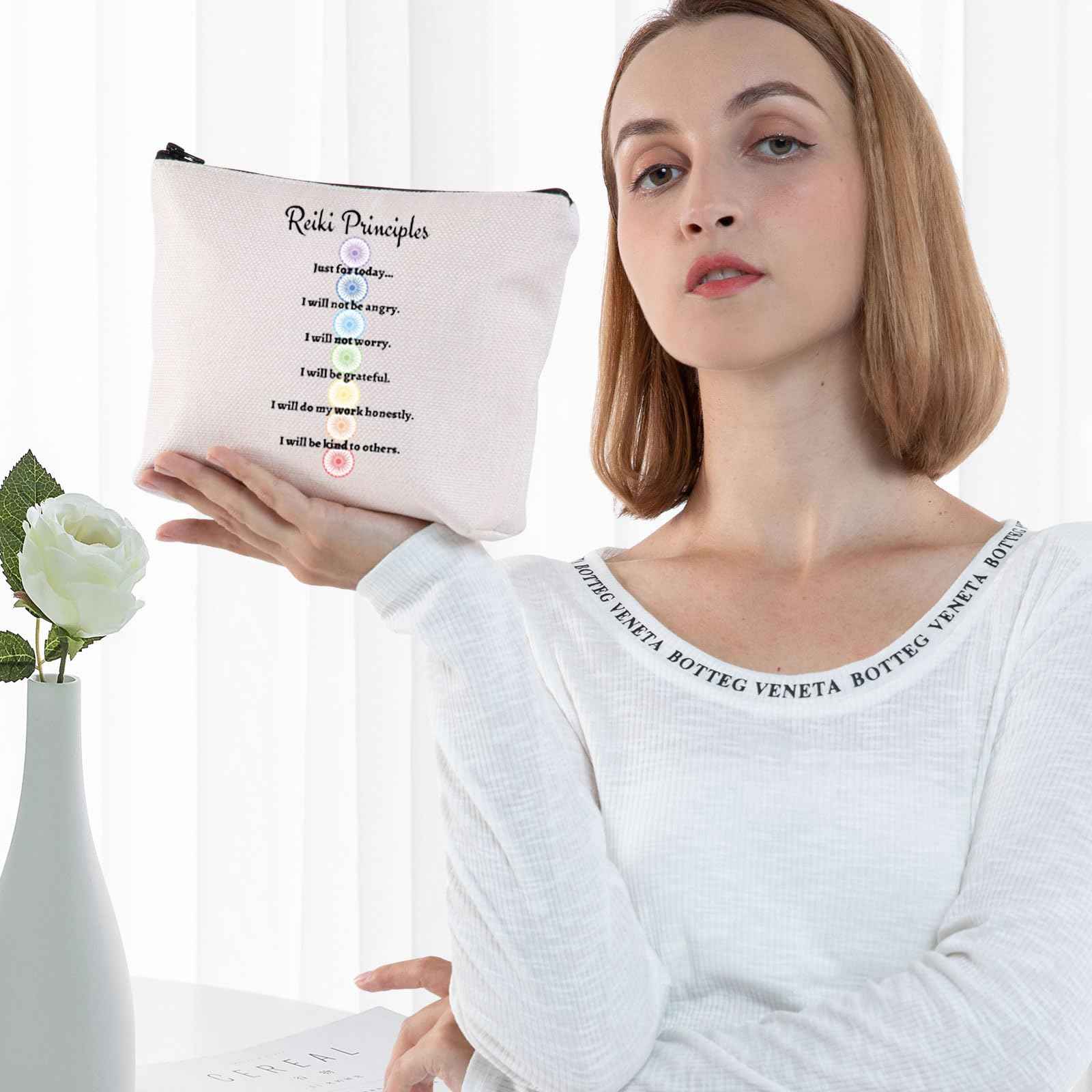 G2TUP Reiki Master Yoga Teacher Makeup Bag Just for Today Inspirational Spiritual Gifts Reiki Chakra Healing Zipper (Just for Today)