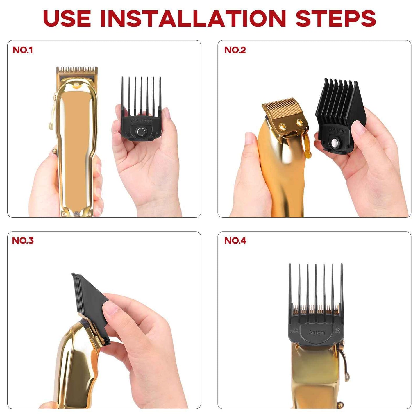 Anrom Upgrade Magnetic Clipper Guards for Wahl Clippers with Magnetic Clip Professional Hair Clipper Guards Cutting Guides - length 1/16 Inch to 1 Inch(1.5-25mm), 10 Pack