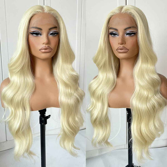 MITIMES 613 Glueless HD Lace Front Wig Pre Plucked Blonde Transparent Lace Frontal Wig Synthetic Long Body Wave Lace Front Wig With Natural Hairline