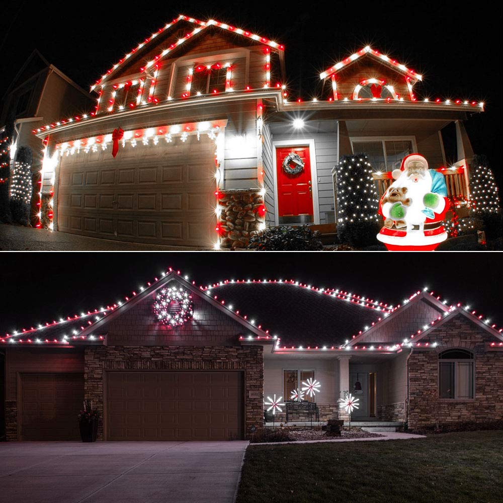 Brizled LED Christmas Lights, 2 Pack 33ft 100 LED Red & White C5 Christmas Tree Lights, Connectable 120V UL Certified Faceted Christmas Lights Outdoor Indoor Xmas Lights for Christmas Tree Roof Decor