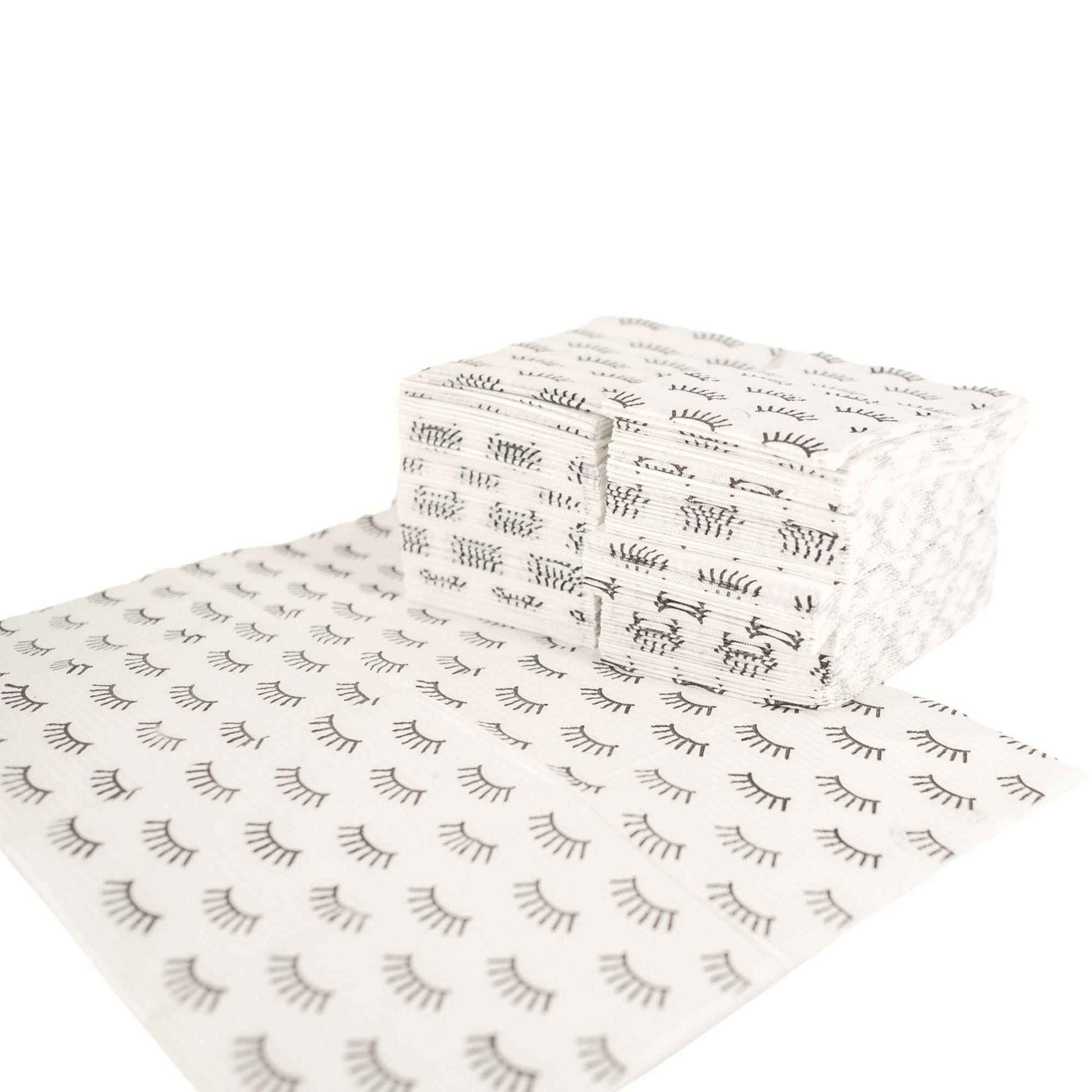 Disposable Lashing Dental Bib | 125 Pack | Size 13x18" inches | Eyelash Extension Supplies | White Bib with Simple Lash Print Design