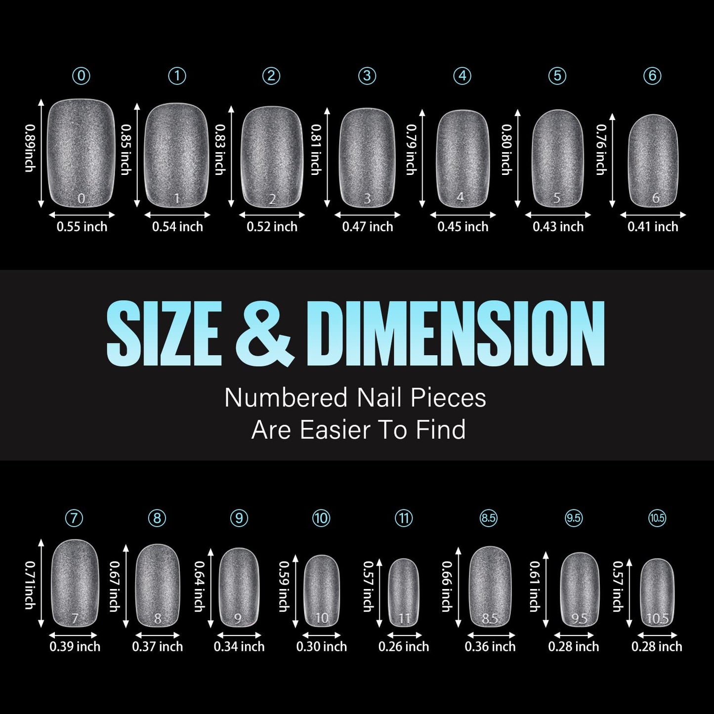 TOMICCA Brand, Oval, Plastic False Nail Tips, 240Pcs 15Sizes, Full Cover Matte Soft Gel Nails for Salon, Home DIY Nail Art