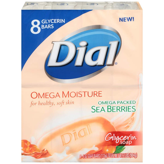 Dial Omega Moisture Glycerin Bar Soap, 4 Ounce - 8-count