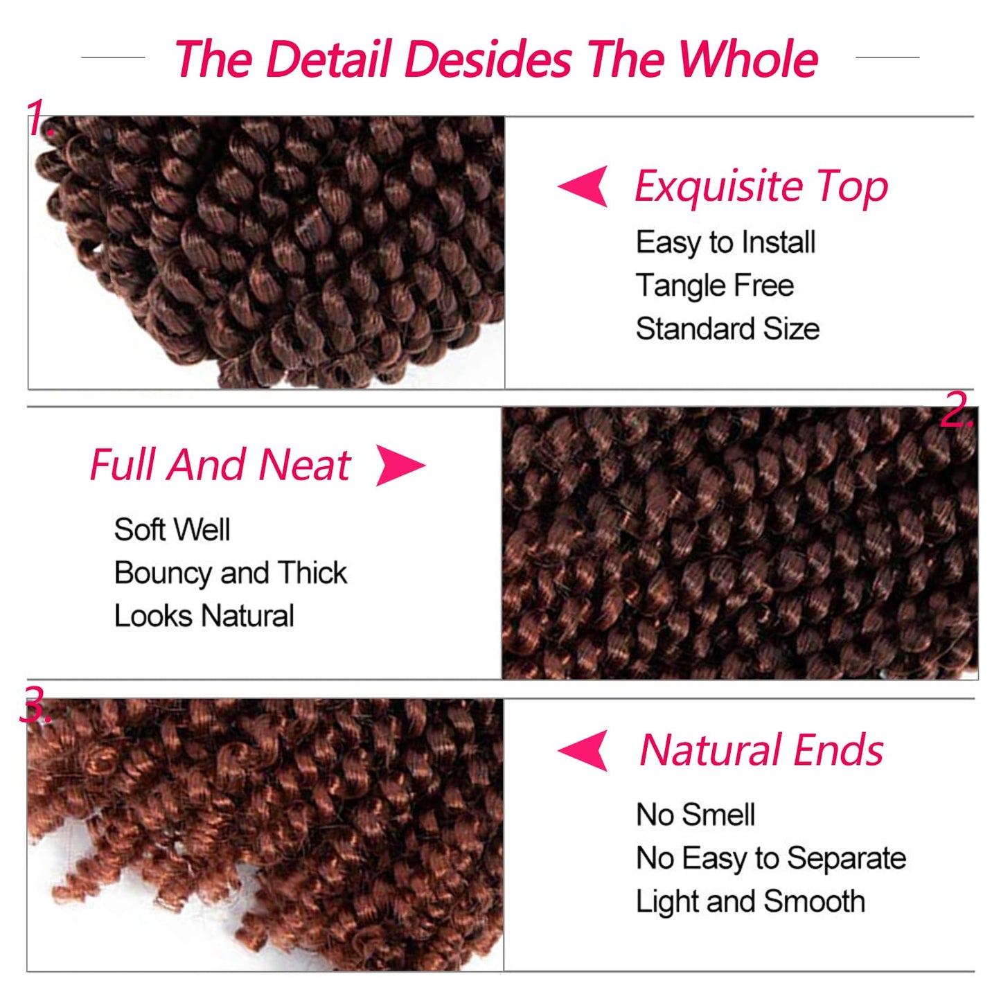 6 Pack Spring Twist Crochet Braiding Hair 10 Inch Bomb Twist Crochet Braids Ombre Colors Low Temperature Kanekalon Synthetic Fluffy Hair Extensions 20 Strands 90g/Pack (10inches, T350#)