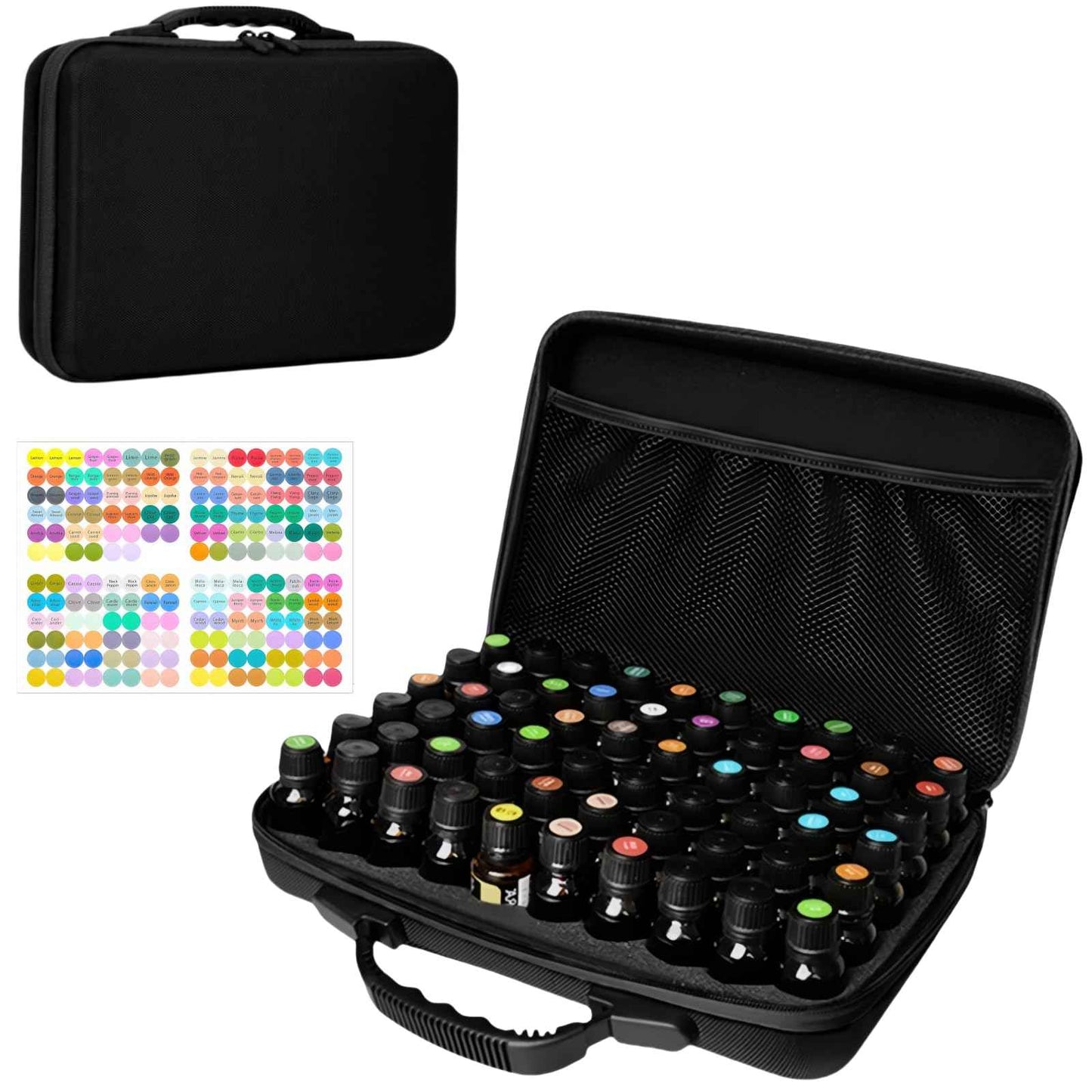 BLIRITEL 60 Bottles EVA Essential Oils Organizer, Hard Shell Essential Oil Storage Carrying Case, Essential Oils Holder Traveling Bag with Foam Insert, Holds 5ml,10ml,15ml Essential Oils (Black)