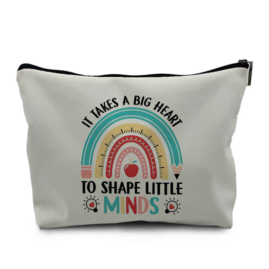 Nogrit Teacher bags,Teacher Makeup Cosmetic Bag,It Takes a Big Heart to Shape Little Minds,teacher tote,Teacher Makeup Toiletry Bag,pu