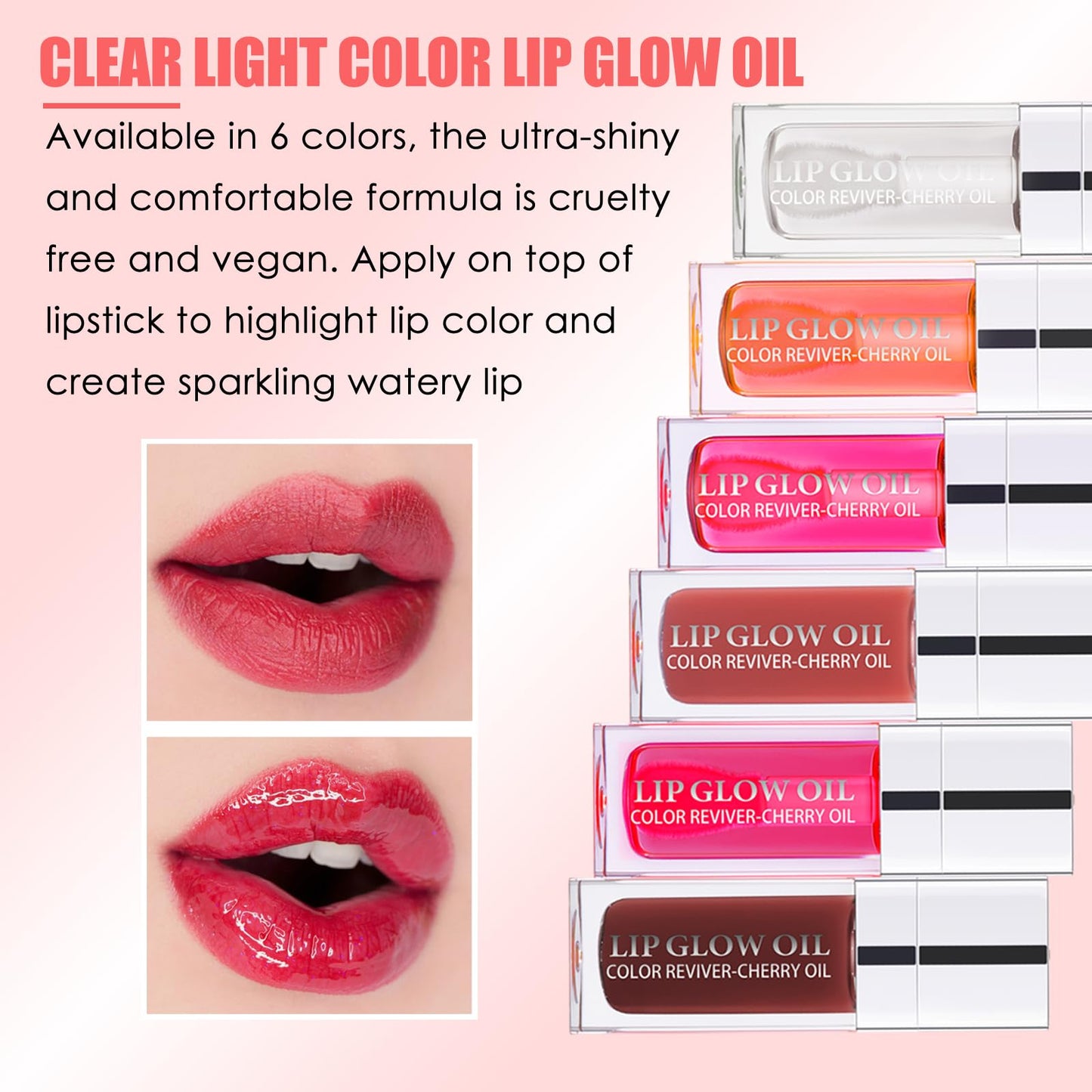 BEFIVECOK 2PCS Lip Oil Set, Hydrating Lip Glow Oil Lip Plumper Gloss, Tinted Lip Oils Transparent Long Lasting Non-sticky Lip Gloss, Plumping Lip Gloss Lip Care Kit (Raspberry & Cherry)