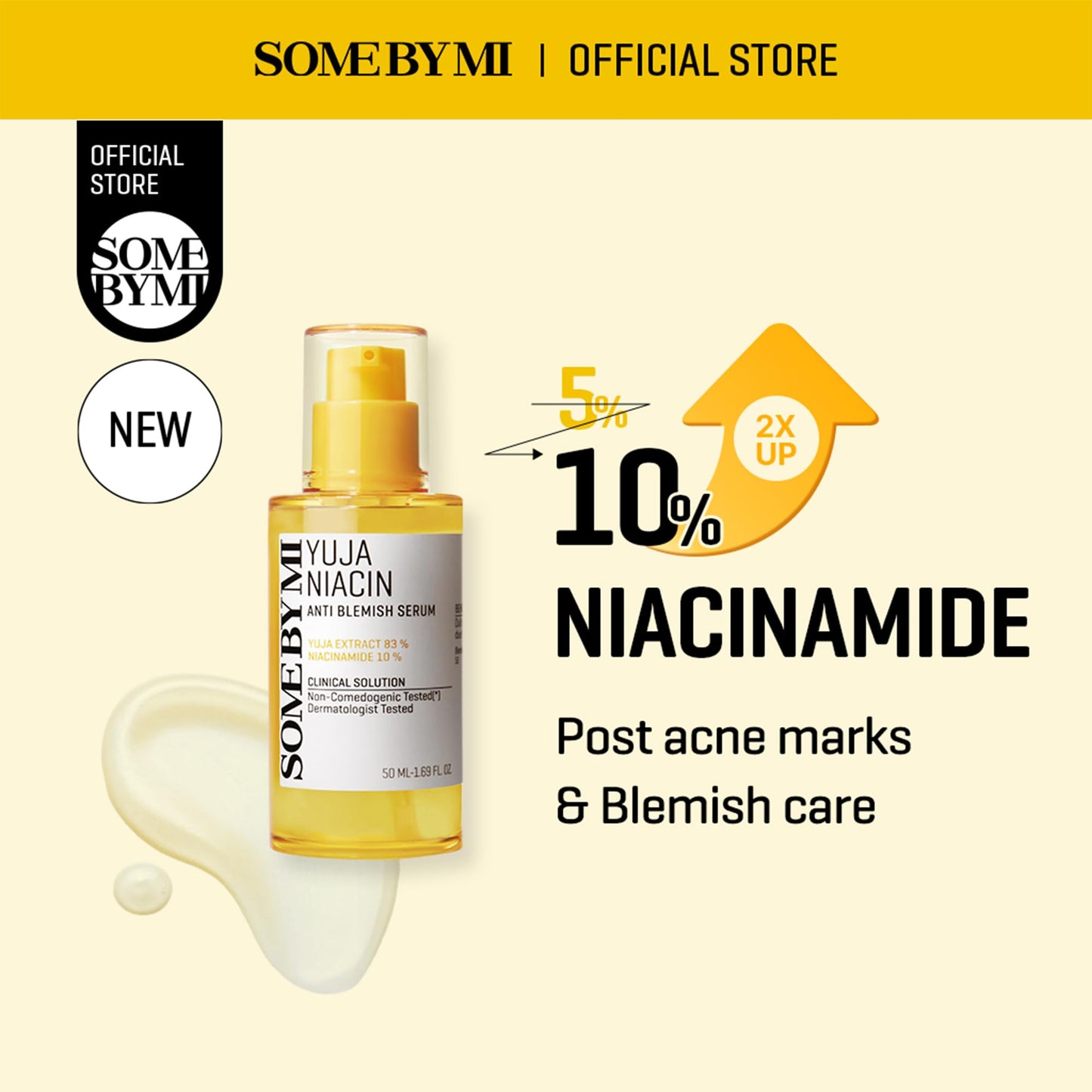 SOME BY MI Yuja Niacin Anti Blemish Serum - 1.69Oz, 50ml - 10% Niacinamide and Vitamin C Dark Spot Correcting Serum for Face Brightening - Skin Pigmentation Care for Glow Glass Skin - Korean Skin Care