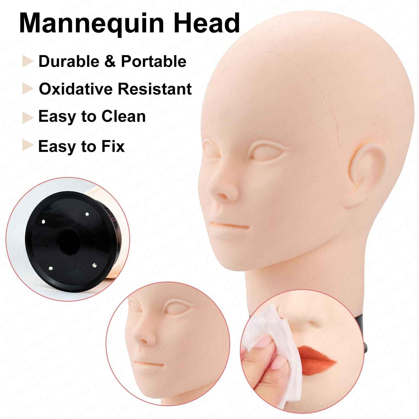 Micropigmentation Training Head Model with Hairline Drawing Ruler for Precise Practice and Skill Development(SMP Practice Female Model Kit)