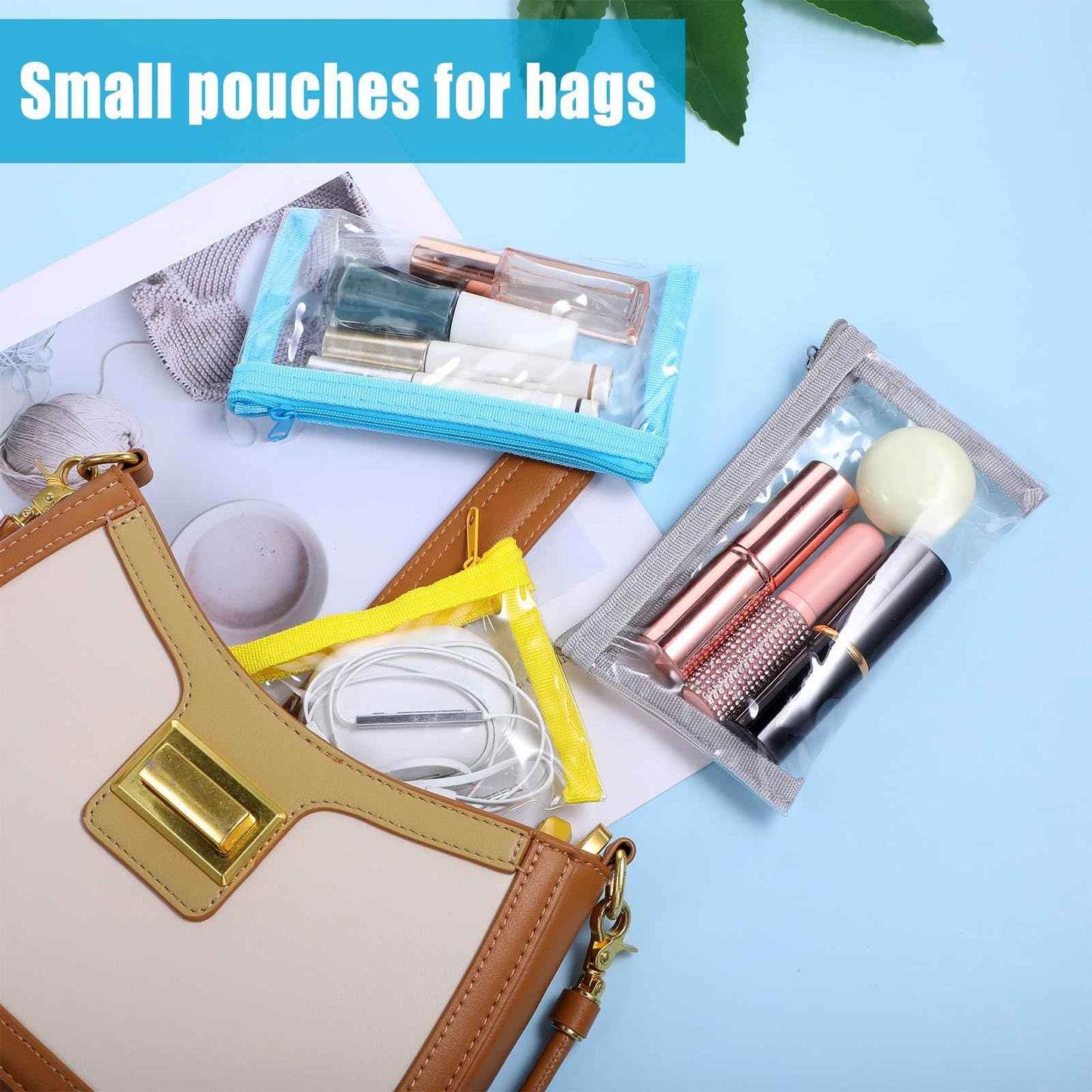 Tyqour 4Pcs Small Clear Makeup Bag 6.10 x 3.54inch Waterproof Clear Travel Bags Cosmetic Bags Zipper Pouches Multipurpose Makeup Pouches for Daily Toiletries Travel Office Supplies
